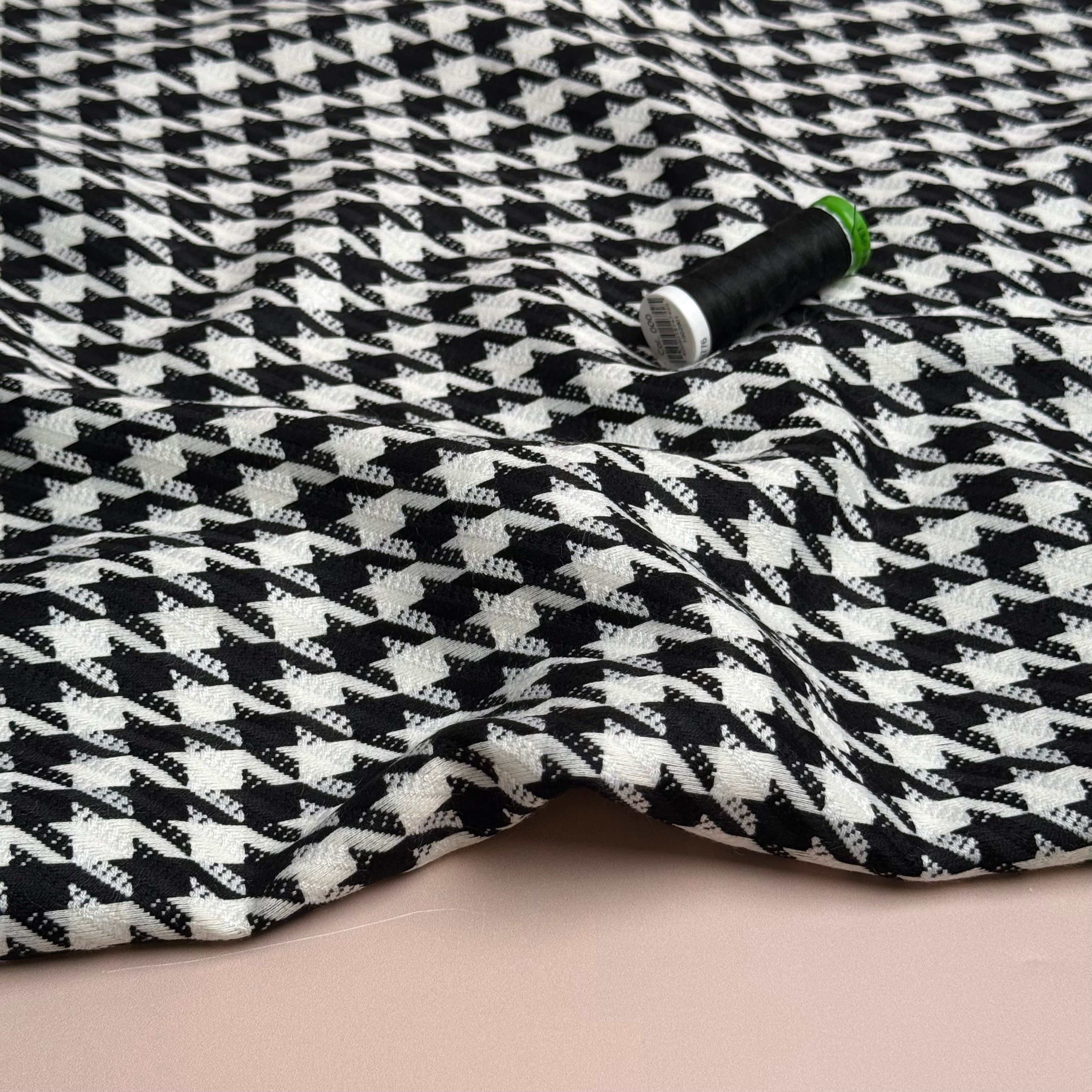Pied De Poule Houndstooth Viscose Blend Trouser Fabric