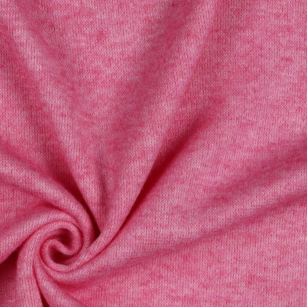 Snug Viscose Blend Sweater Knit in Fuchsia Pink Melange