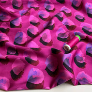 Water Marks Fuchsia Viscose Sateen Fabric