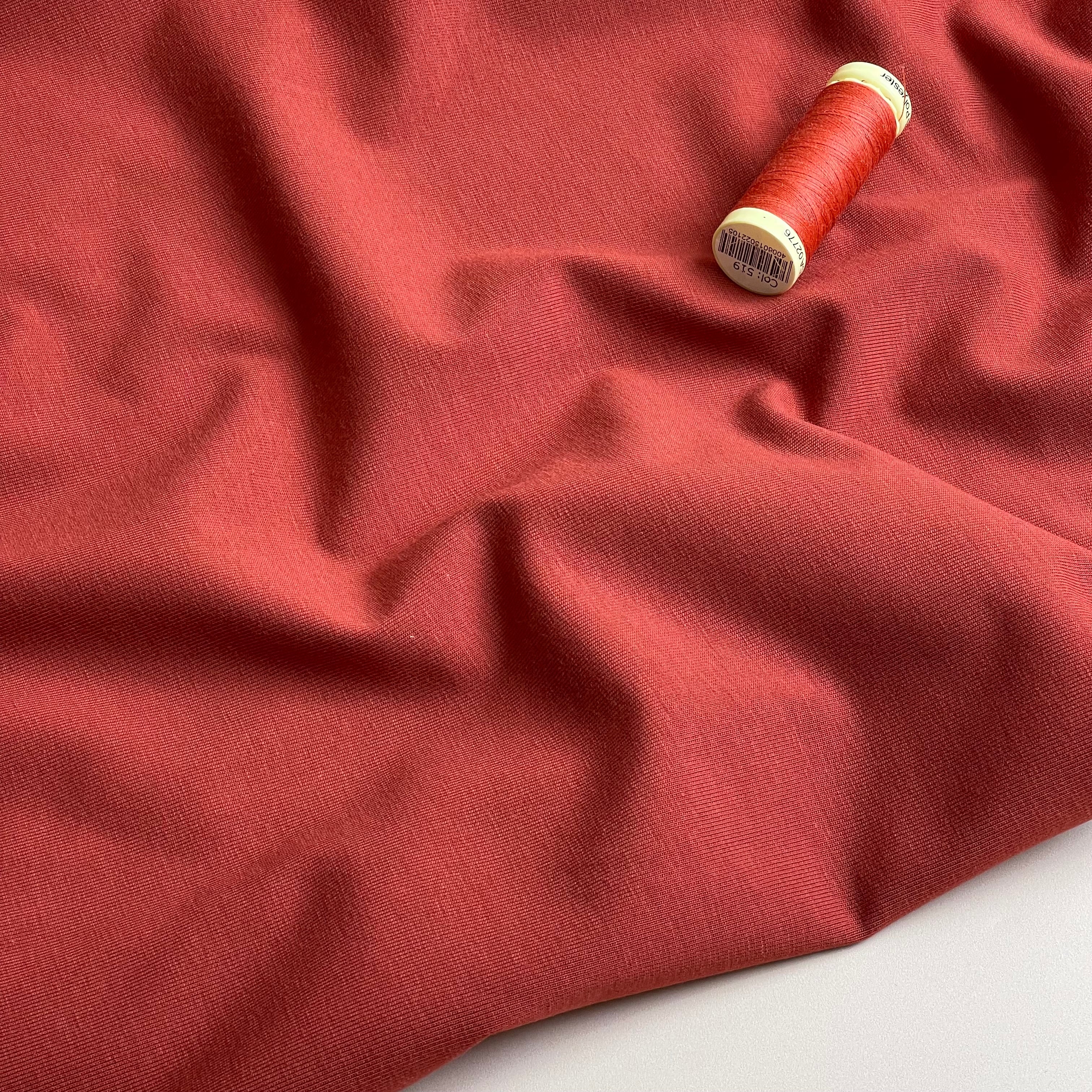 Essential Chic Terracotta Plain Cotton Jersey Fabric