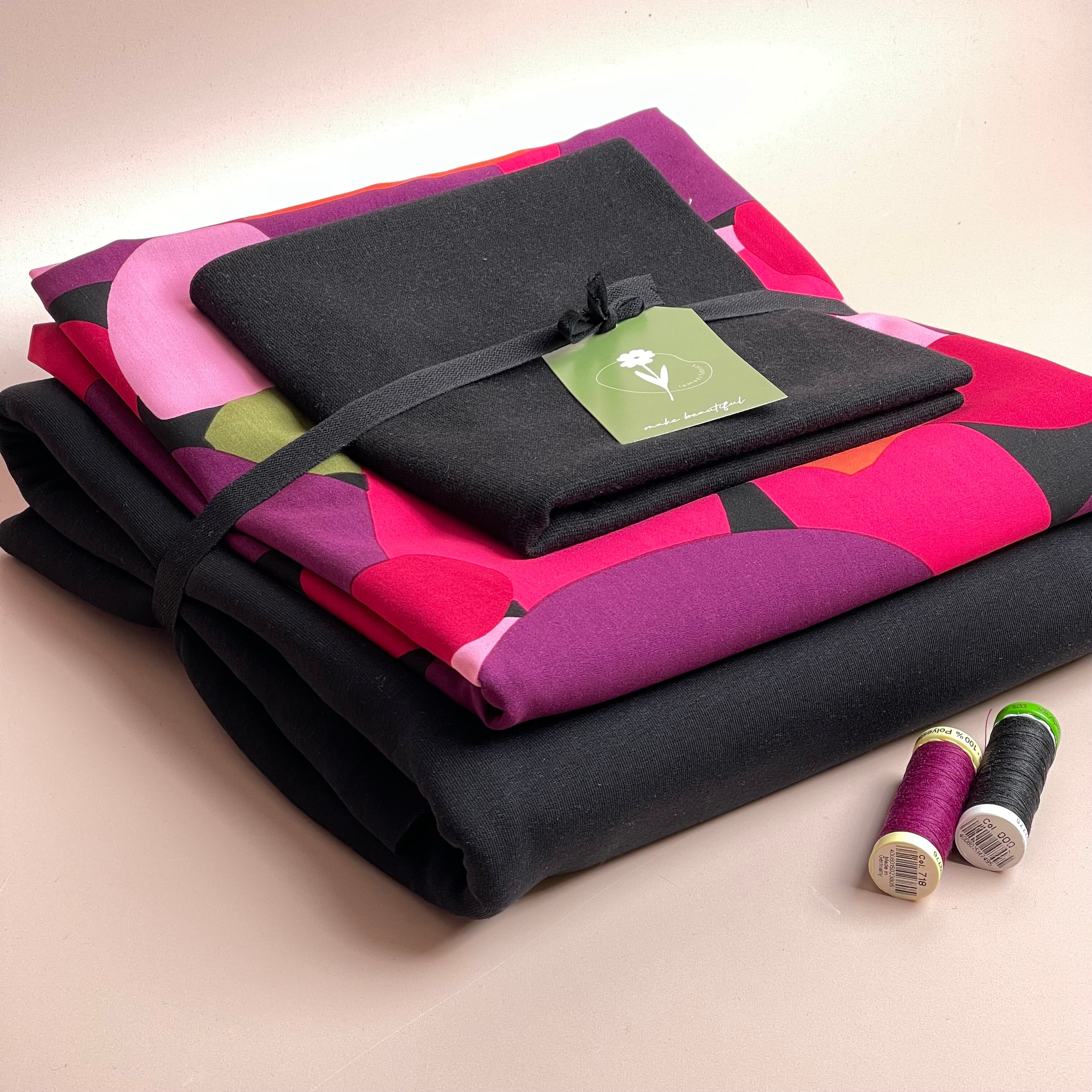 Make an Outfit Colour Bundle - Rockpool Black ECOVERO Viscose & Sweatshirting with ribbing