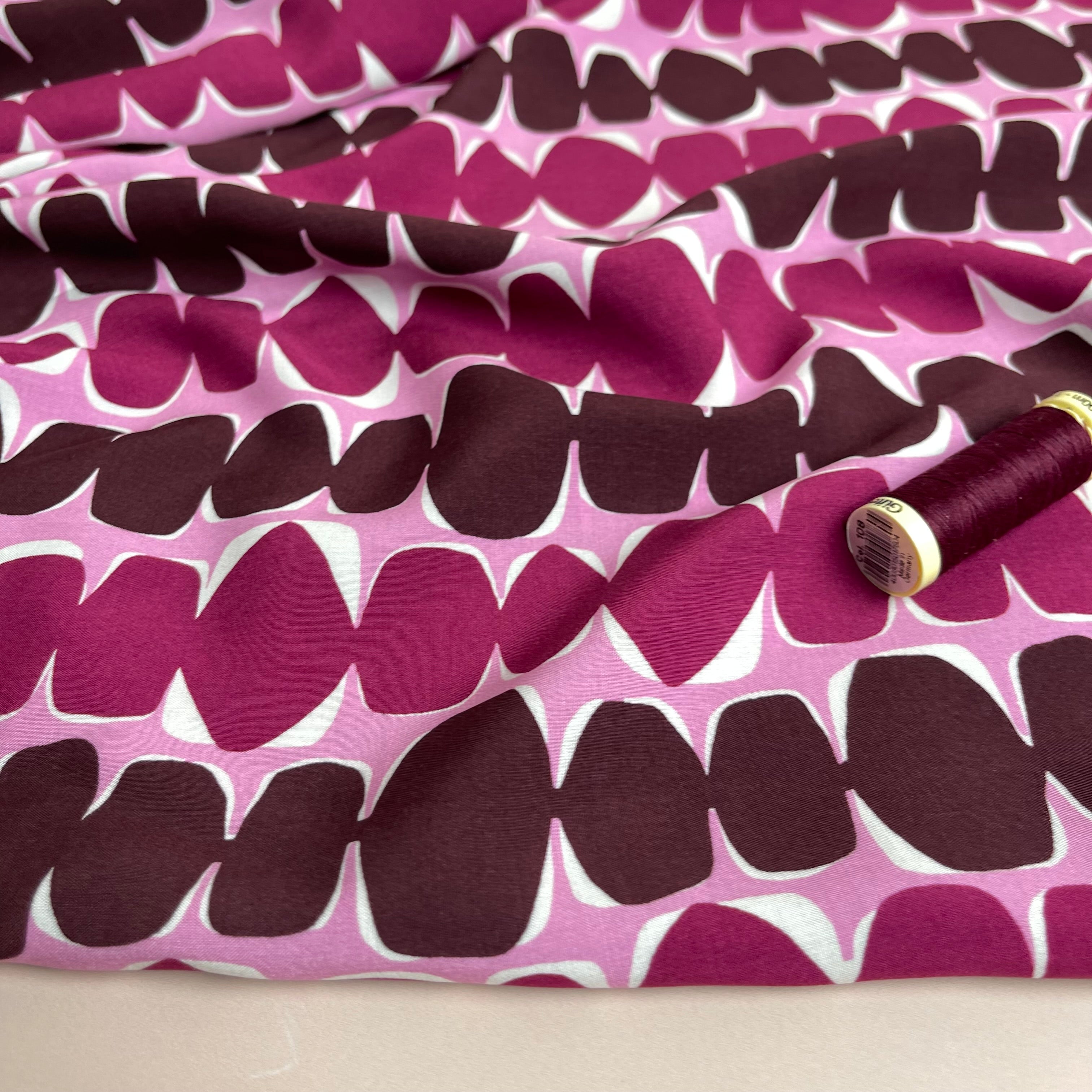 Stacked Pebbles Plum LENZING™ ECOVERO™ Viscose Fabric