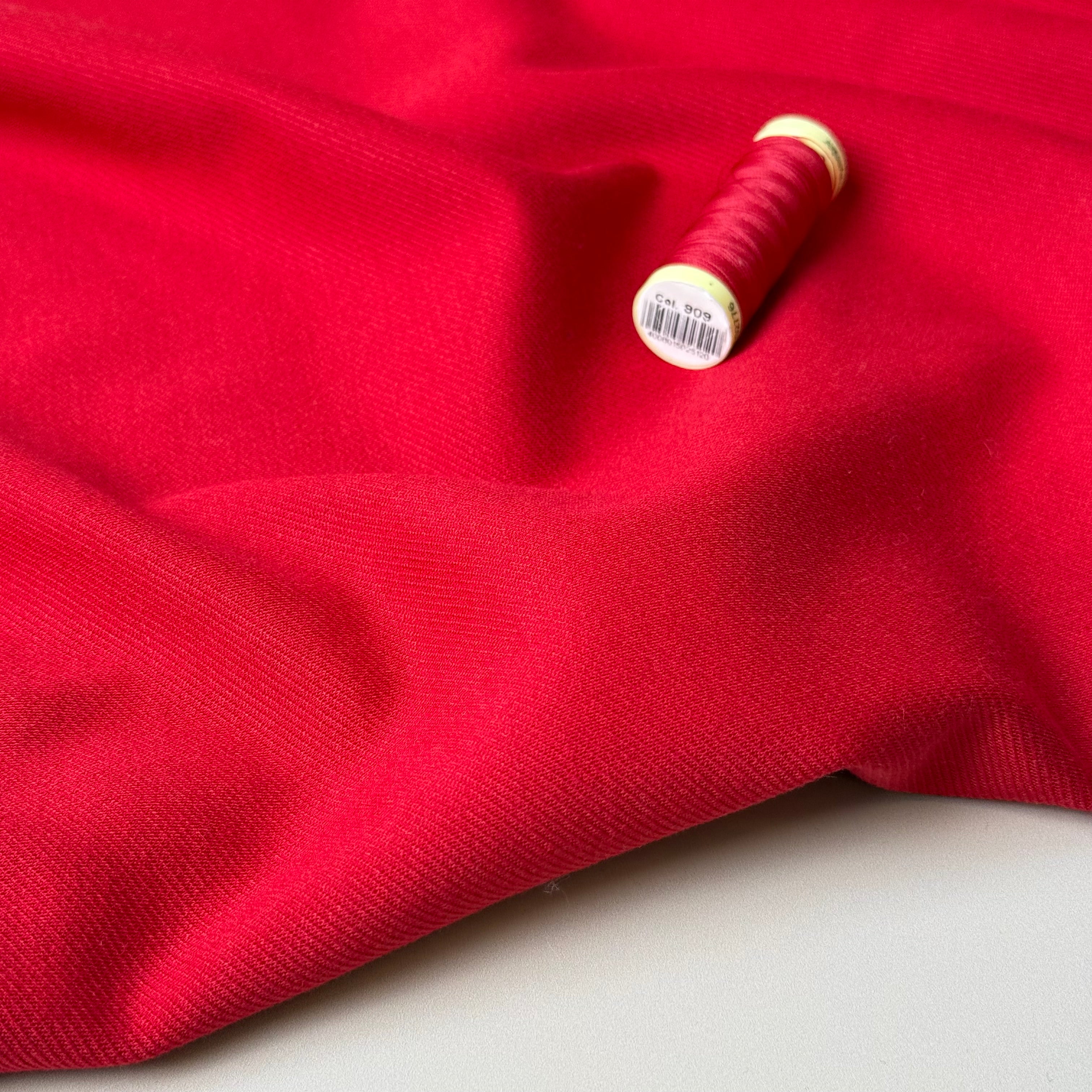 Red Viscose Ponte Roma Twill Double Knit Fabric