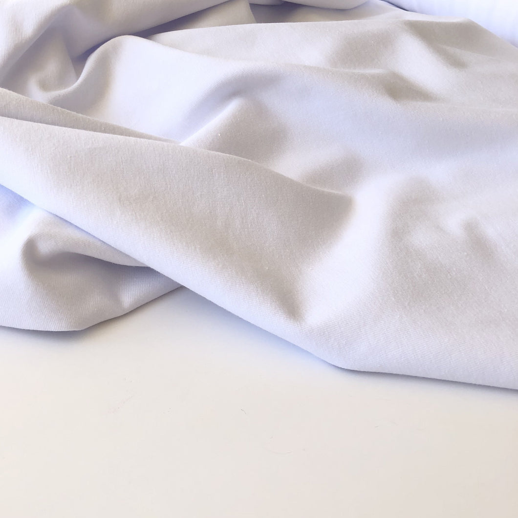 REMNANT 0.80 Metre with Fault some dirt marks - Essential Chic White Plain Cotton Jersey Fabric