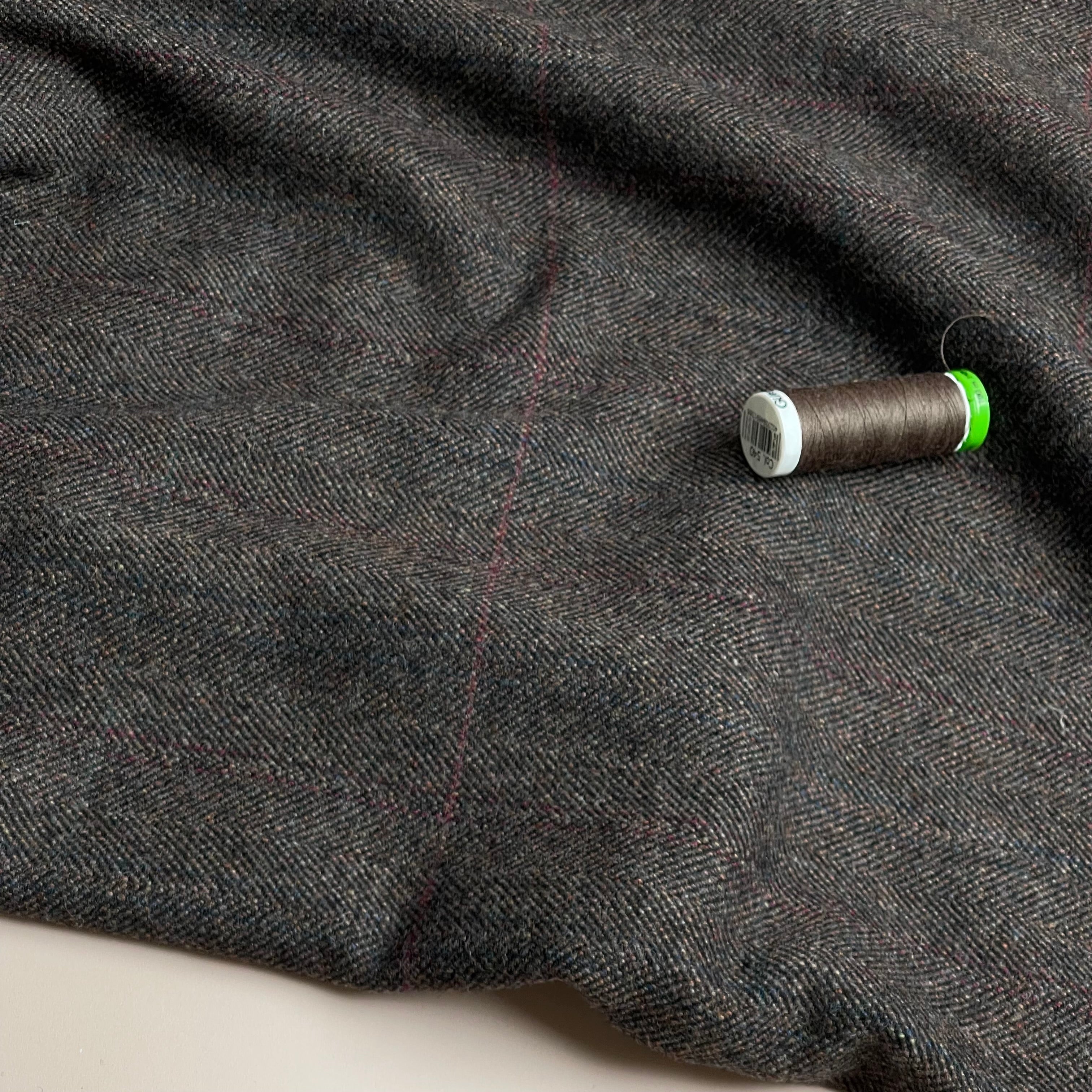 Deadstock Herringbone Dark Brown Soft WoolTweed Coating