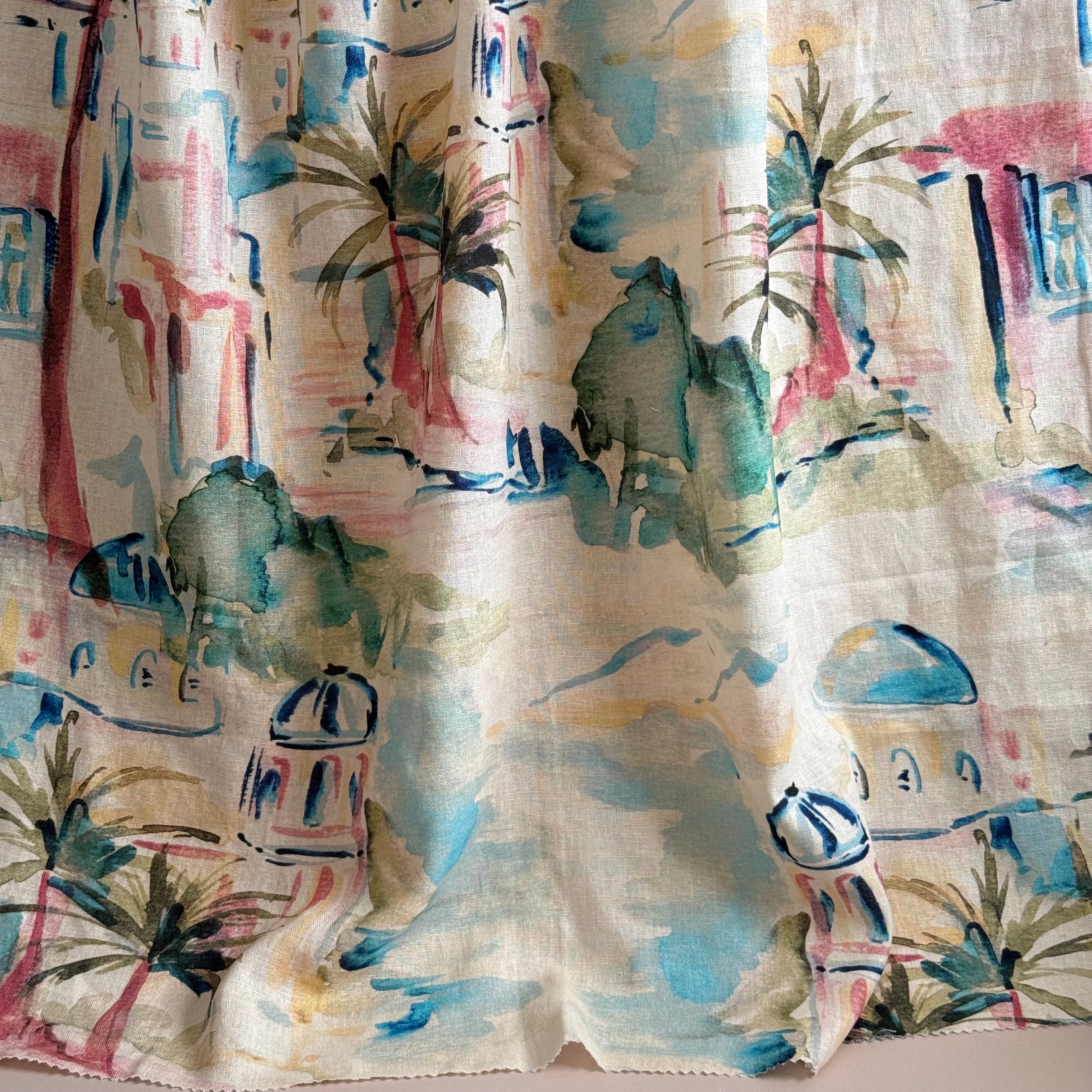 PRE-ORDER - arriving by end of August - Riviera Landscape Summer Linen Viscose Blend Fabric