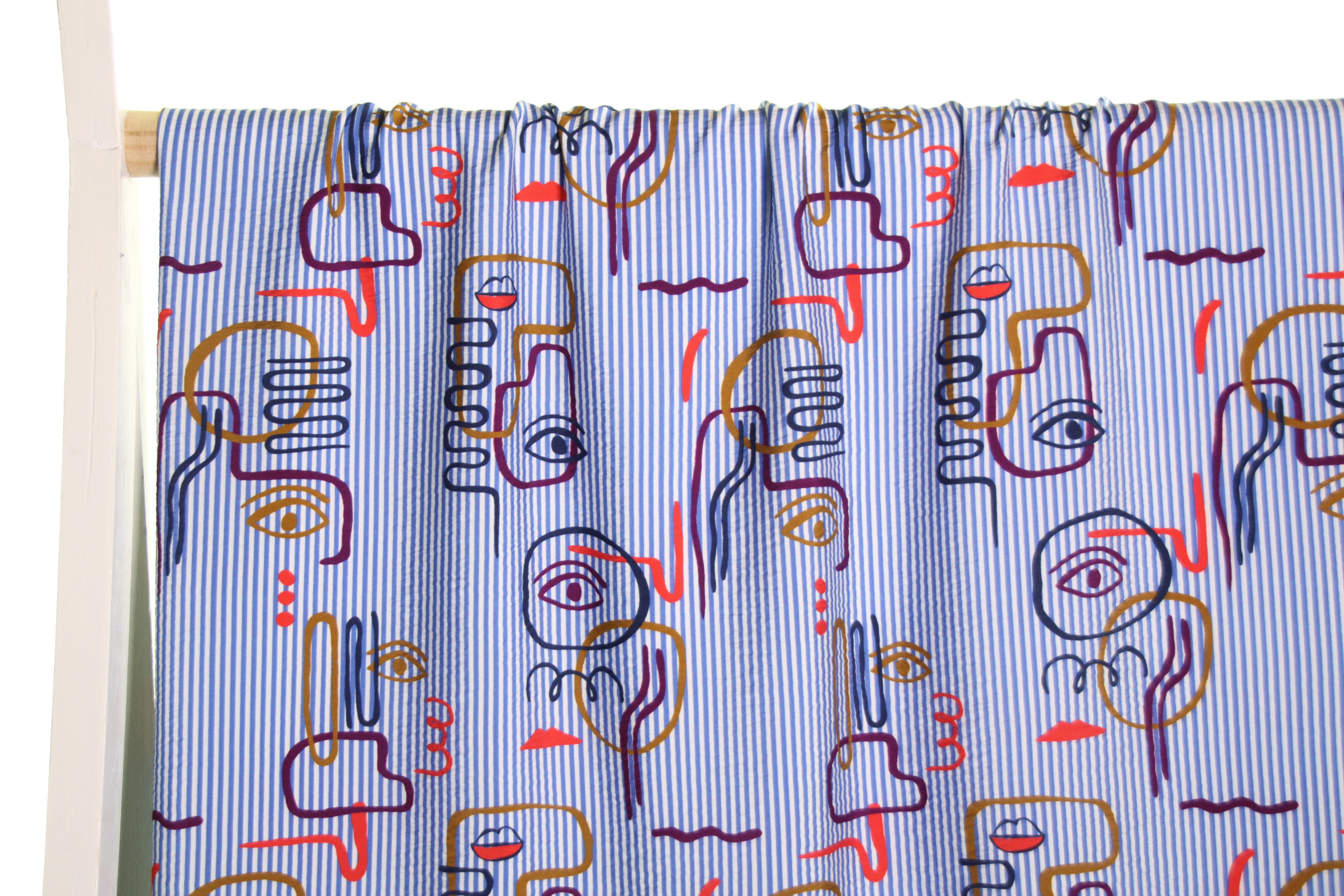 REMNANT 0.93 Metre - Atelier Jupe - Graphic Faces & Stripes Textured Viscose