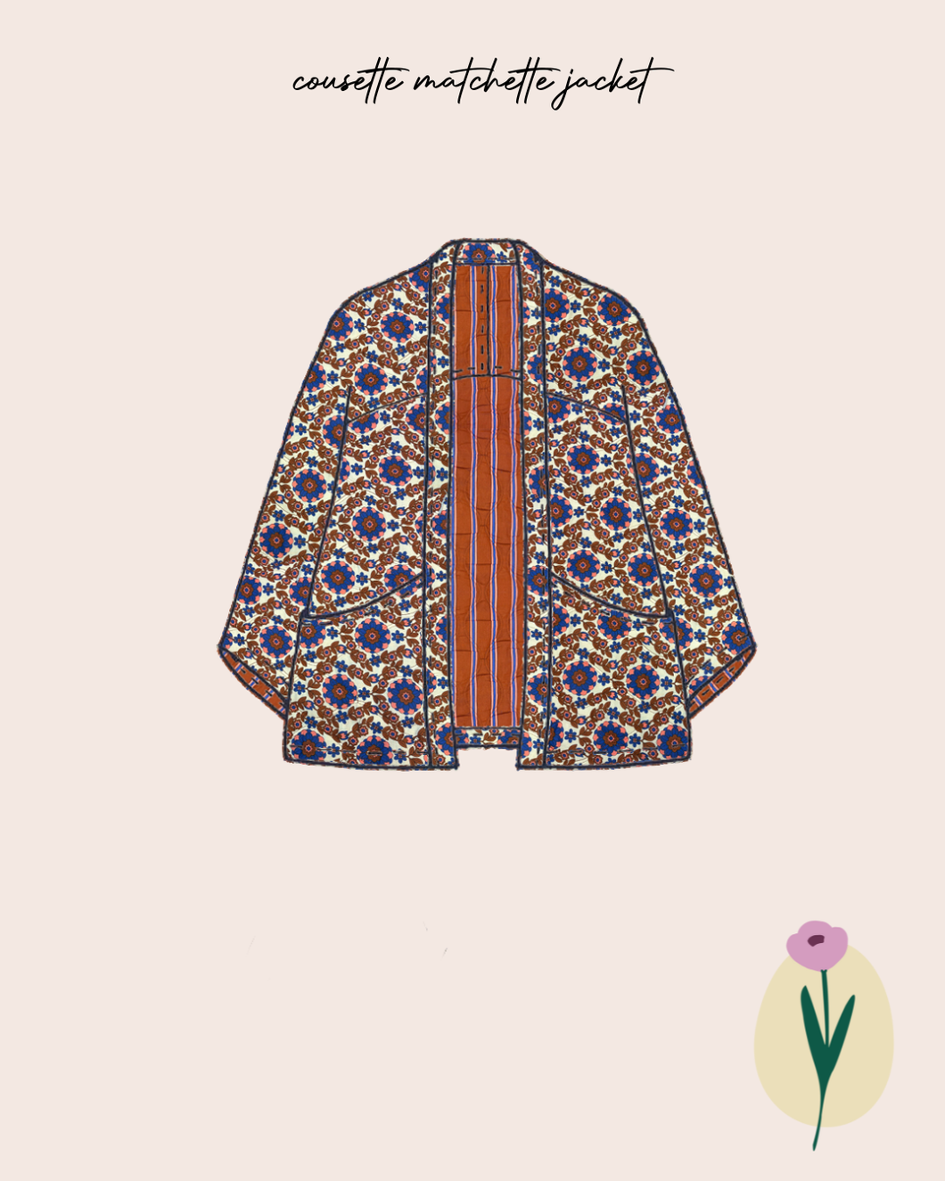 Sewing Kit - Cousette Matchette Cardigan in Kaleidoscope Flower Quilted Cotton (multiple colours)