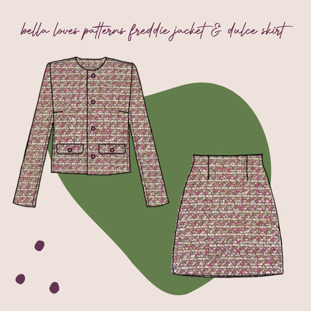 Deadstock - Ab Moon Wool Boucle Tweed in Blush & Magenta