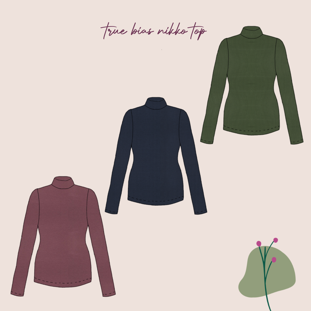 Sewing Kit -True Bias Nikko Sewing Kit in Cosy Cotton Ribbed Jersey (multiple colour options)