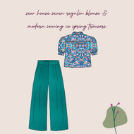 Make An Outfit Colour Bundle and Sewing Kit - Regalia Blouse in Mosaics Summer and Spring Trousers in Teal Linen