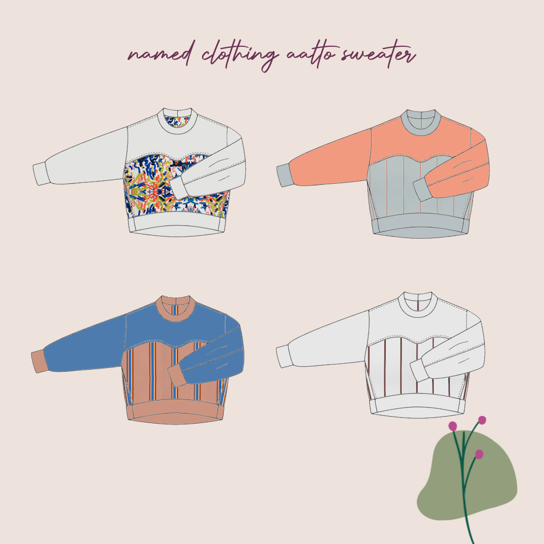 Sewing Kit - AALTO Colour Blocked Sweatshirt in Cotton French Terry (multiple colour choice)