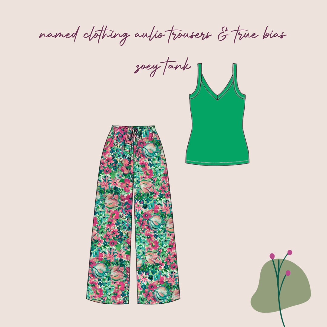 Make an Outfit Colour Bundle - Watercolour Blooms Green Viscose & Green Cotton Jersey
