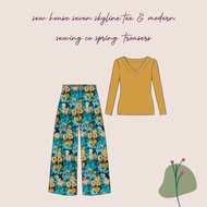 Make An Outfit Colour Bundle and Sewing Kit - Skyline Tee in Cotton Jersey and Spring Trousers in Emerald Florals Linen