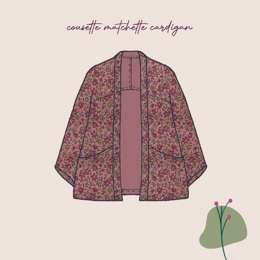 Sewing Kit - Cousette Matchette Cardigan in Diamond Jacquard Cotton (multiple colours & patterns)