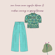 Make An Outfit Colour Bundle and Sewing Kit - Regalia Blouse in Mosaics Emerald and Spring Trousers in Mint Linen