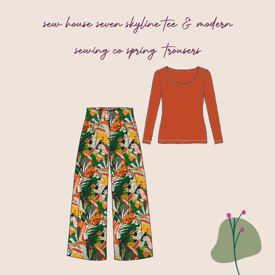 Make An Outfit Colour Bundle and Sewing Kit - Skyline Tee in Cotton Jersey and Spring Trousers in Tropical Linen