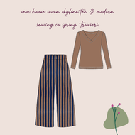 Make An Outfit Colour Bundle and Sewing Kit - Skyline Tee in Cotton Jersey and Spring Trousers in Stripe Cotton