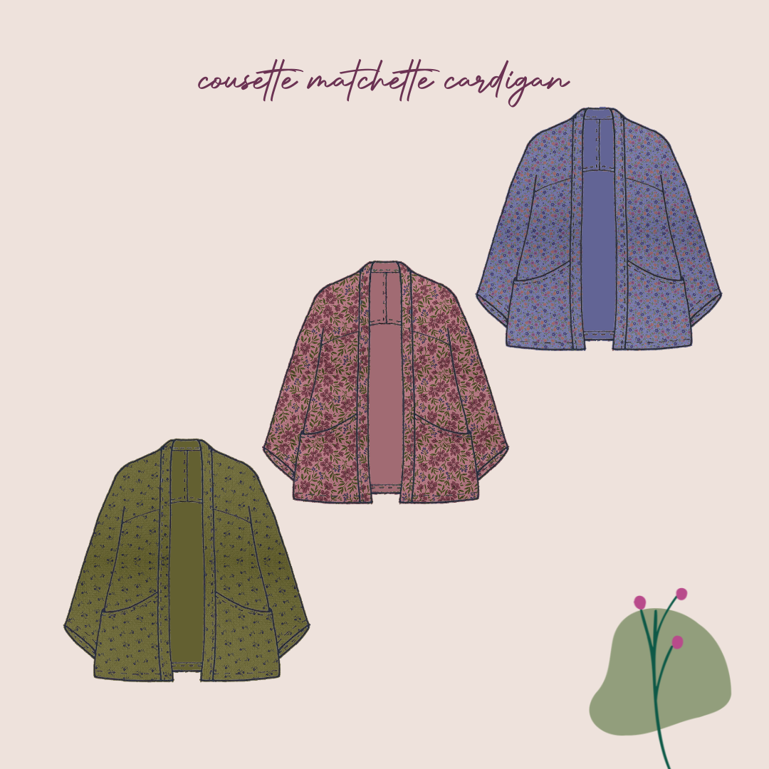 Sewing Kit - Cousette Matchette Cardigan in Diamond Jacquard Cotton (multiple colours & patterns)