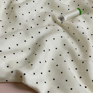 Ex-Designer Deadstock - Mini Polka Dot black on Off-White Viscose Twill Fabric