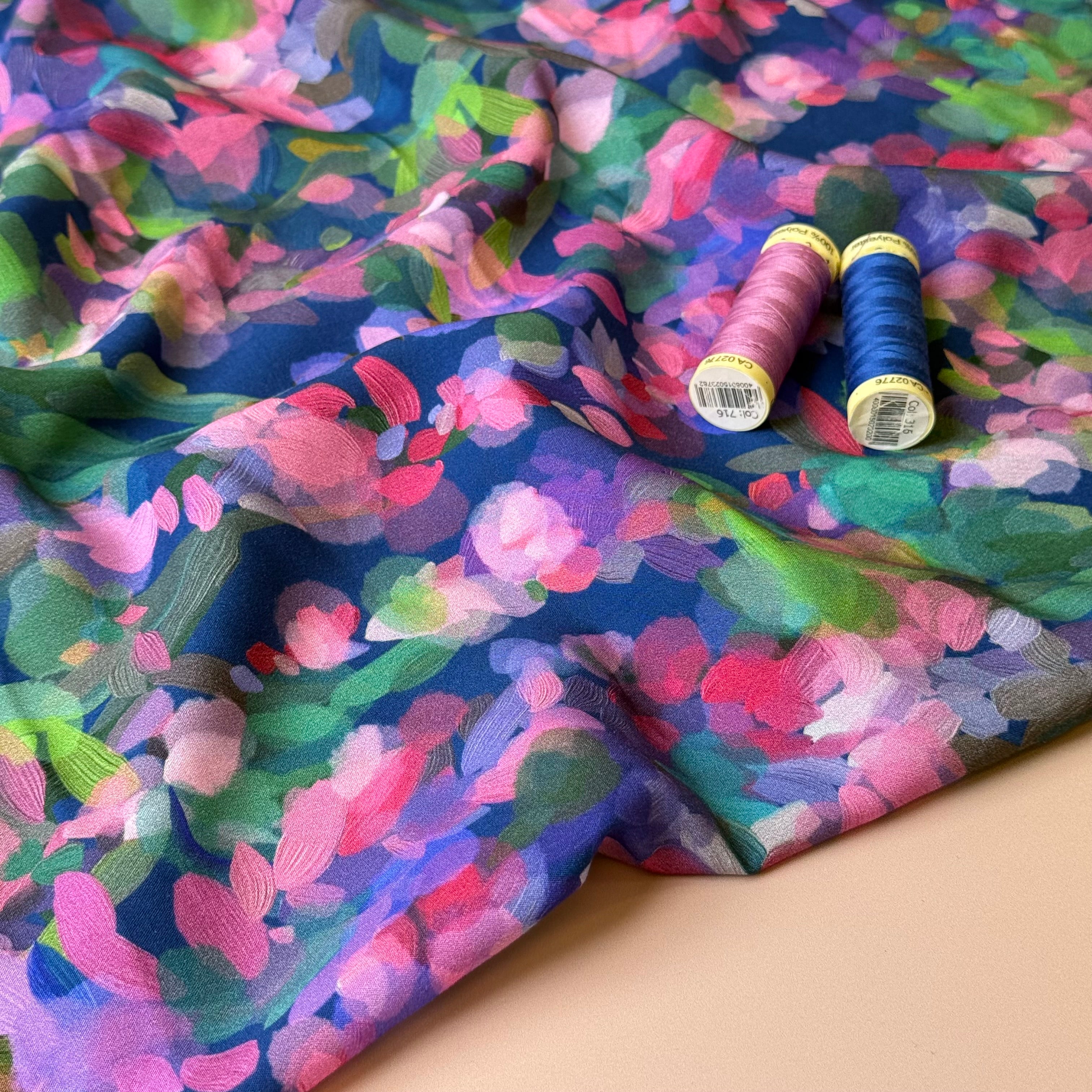Summer Party - Lupine Petals Blue Viscose