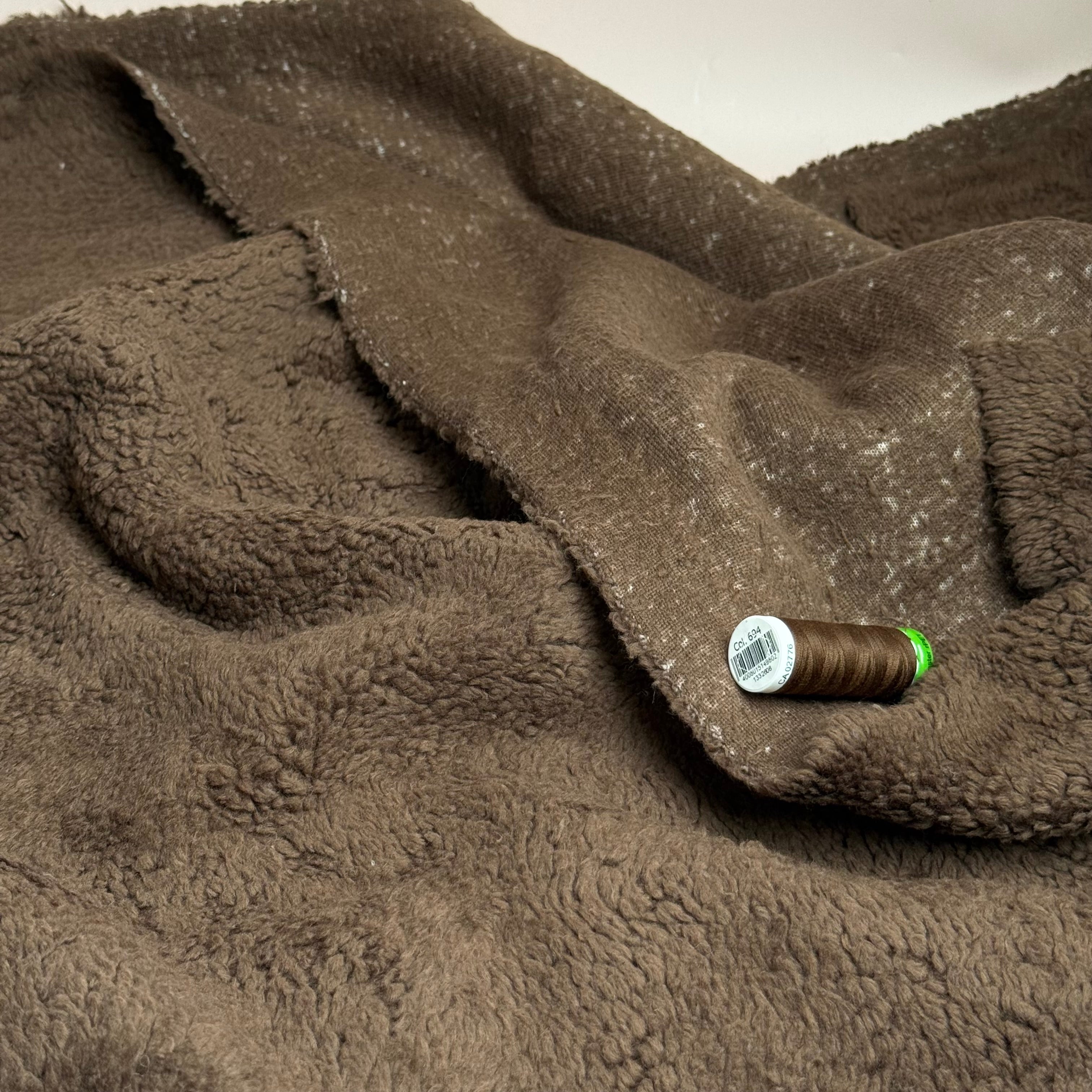 Cotton Teddy Fabric in Brown