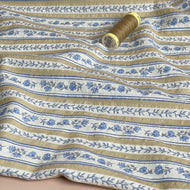Neutral Flowers on Bubble Stripes Cotton Seersucker Fabric