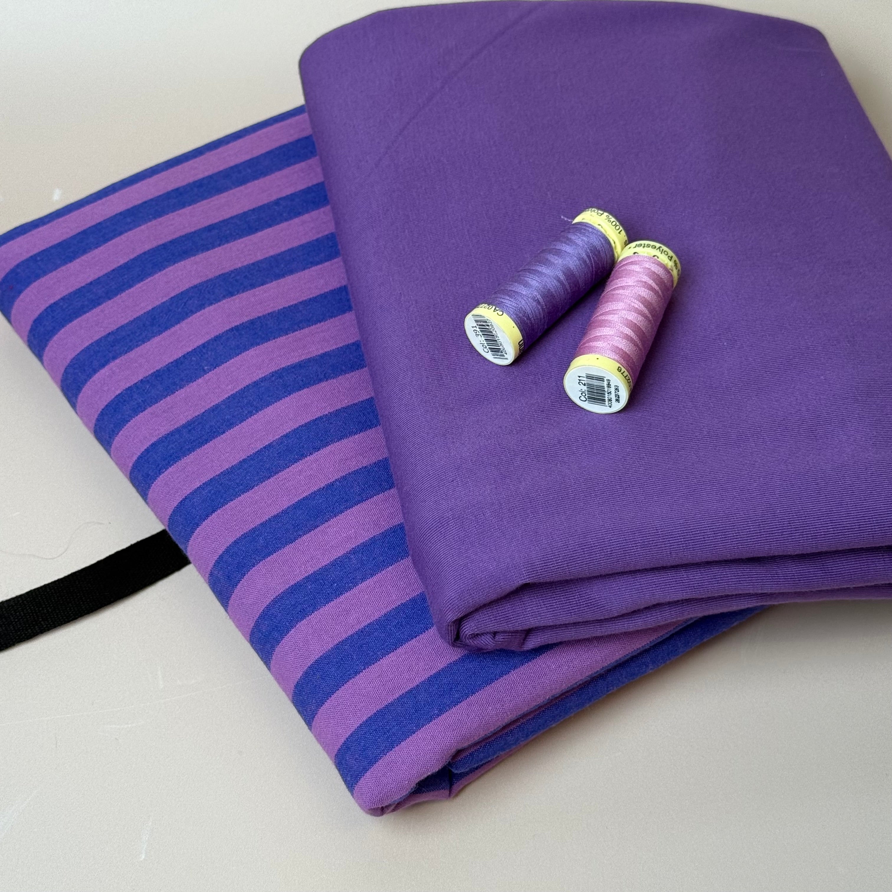 Limited Edition - Luxury Pyjama Kit with Purple Stripe Washed Cotton and Jersey