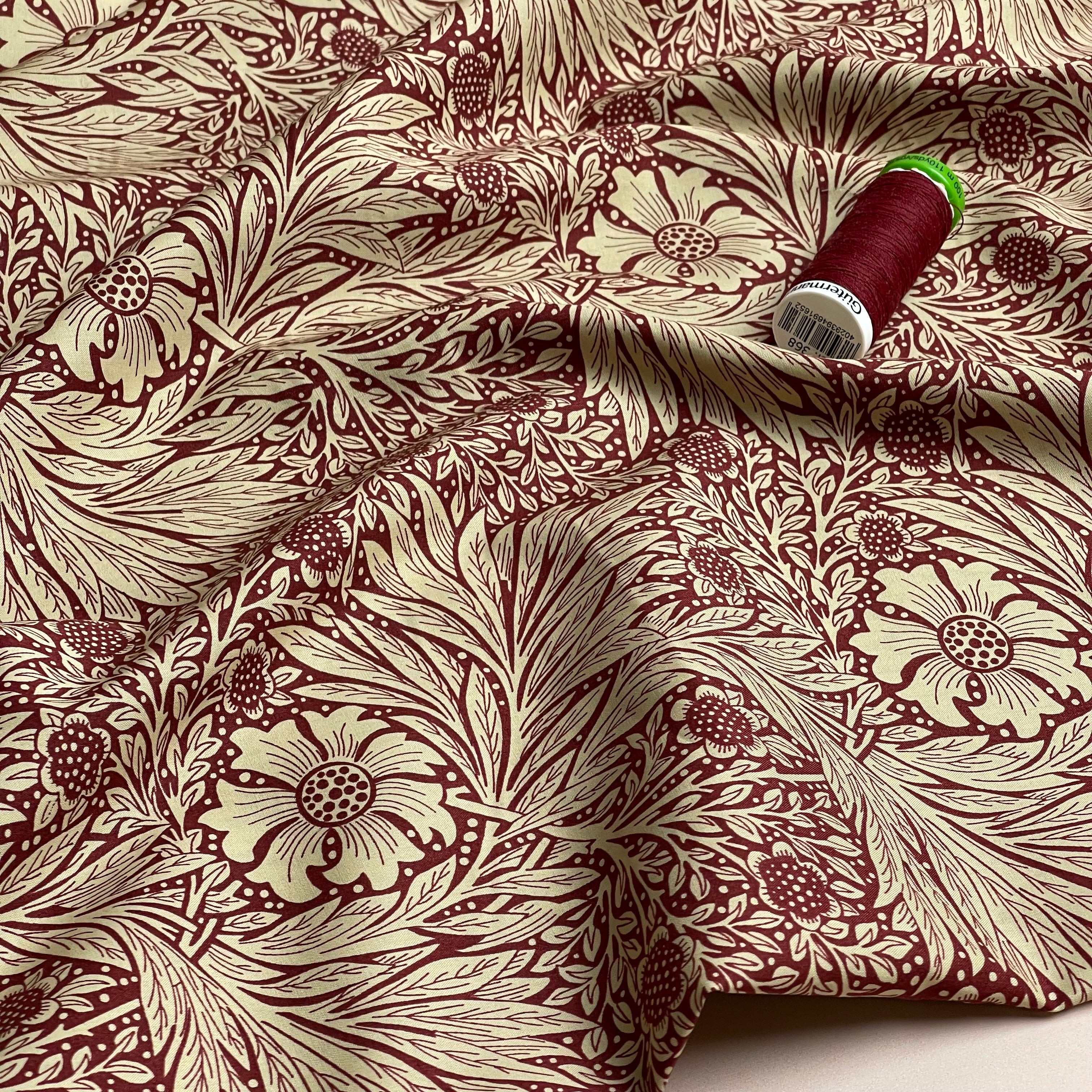 Victoria Burgundy Cotton Lawn Fabric
