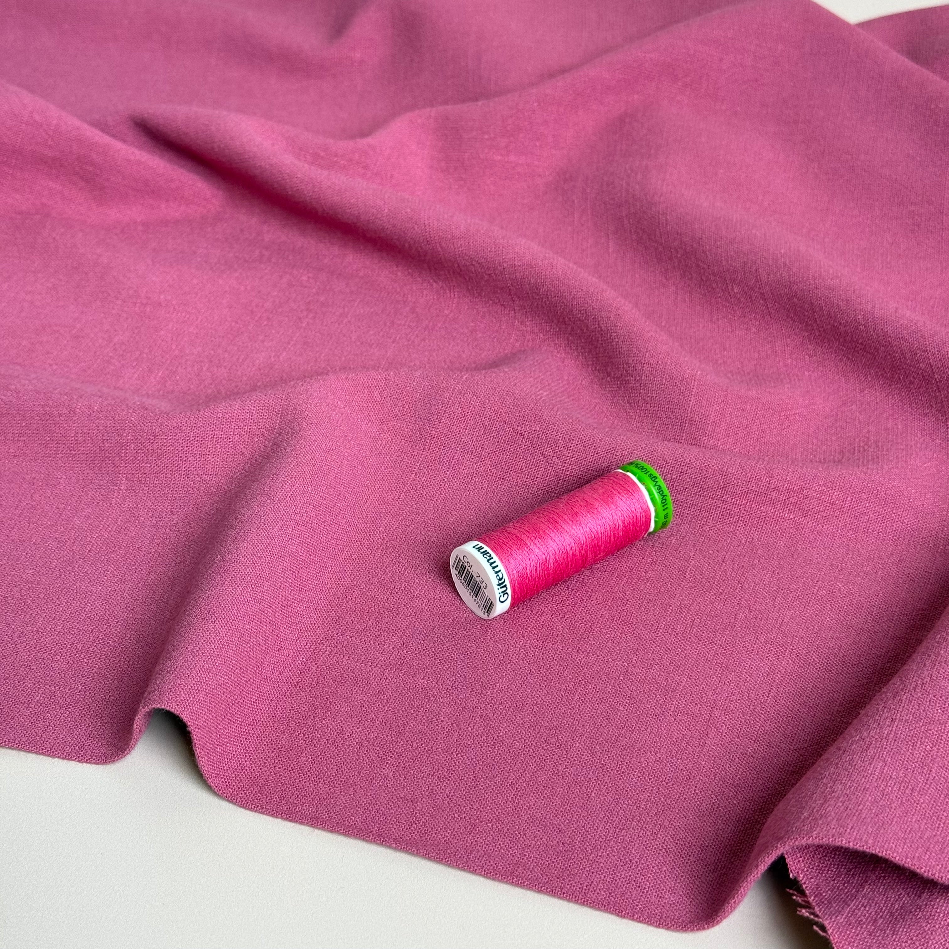 Flow Raspberry Viscose Linen Blend Dress Fabric