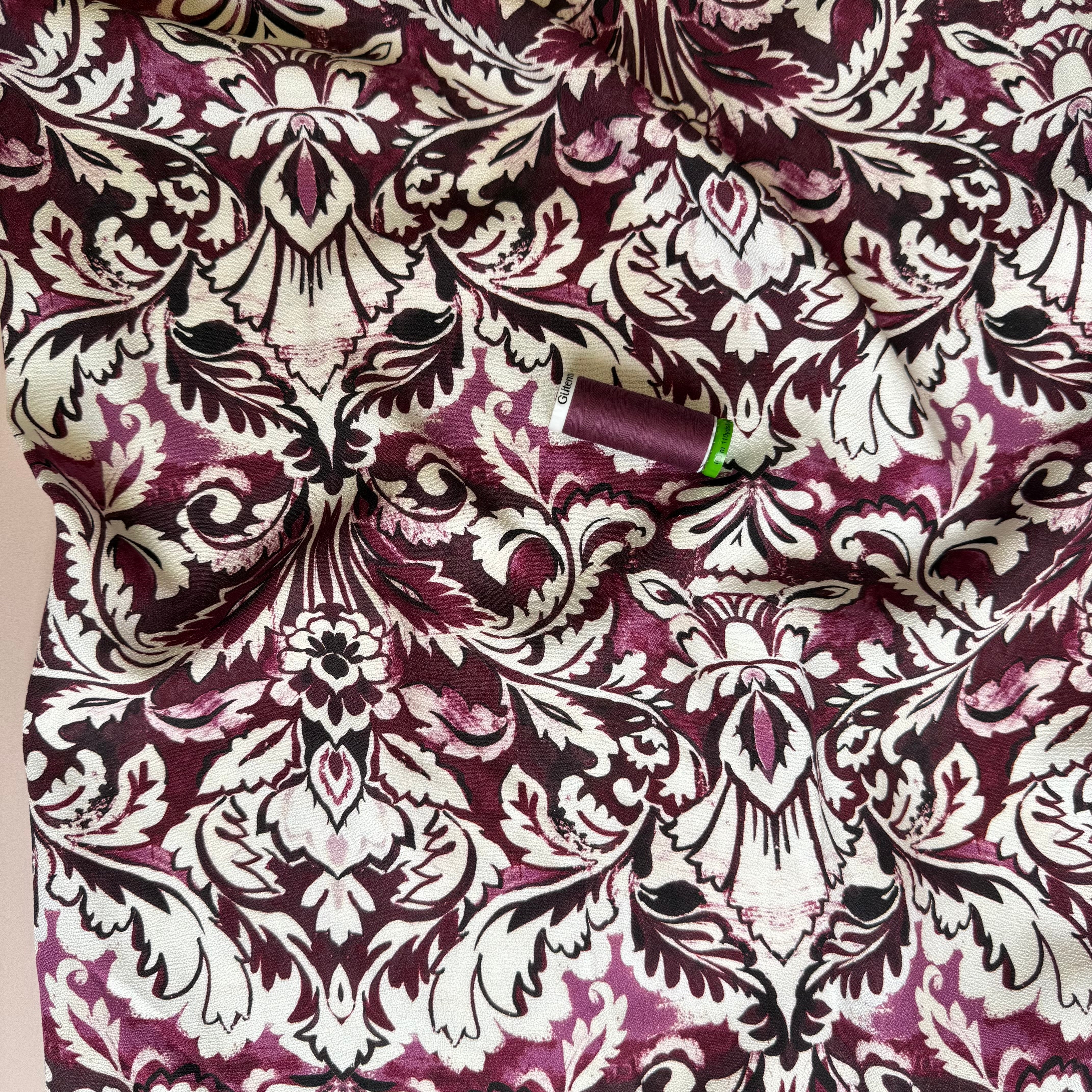 Plum Ornaments Soft Viscose Crepe