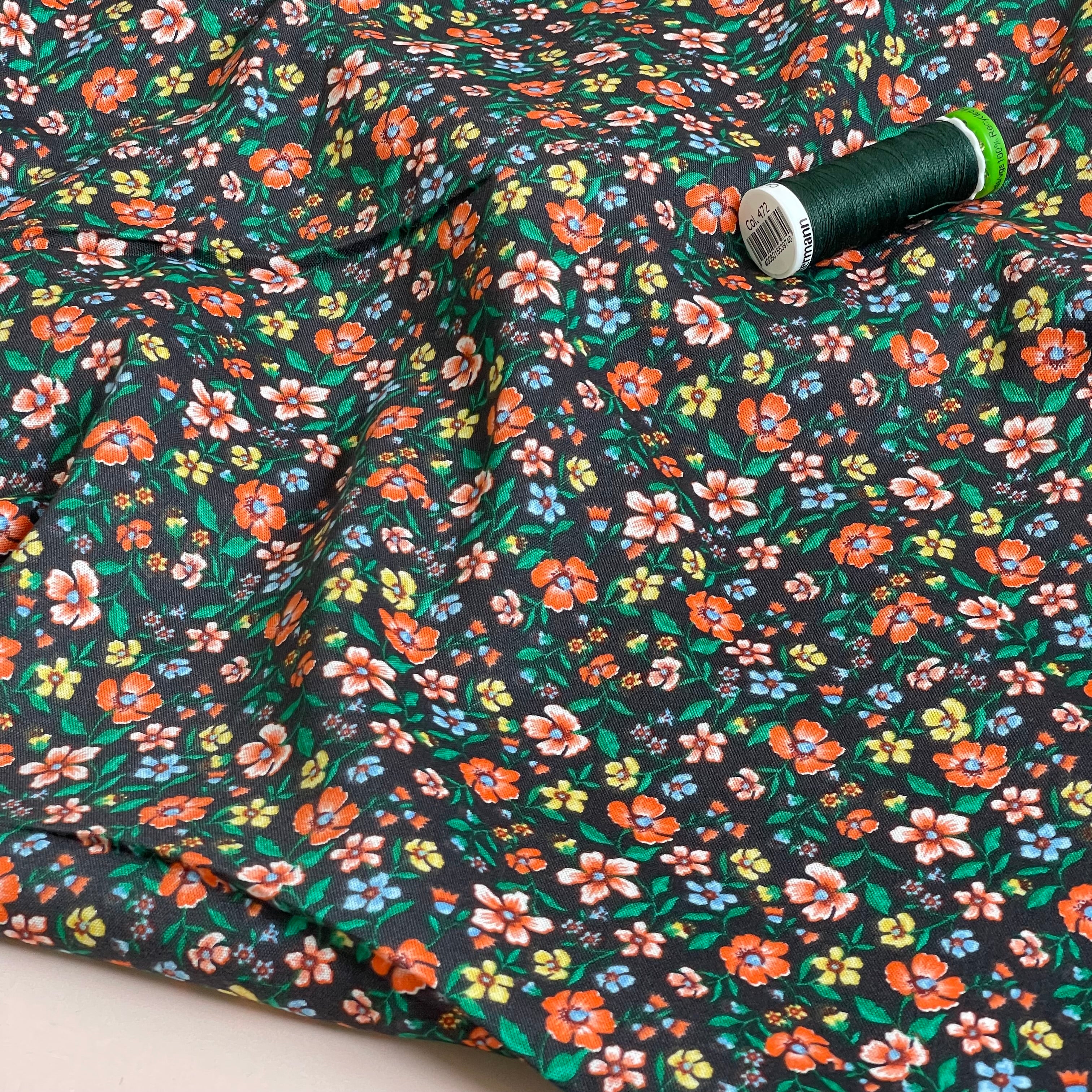 Ex-Designer Deadstock - Ditsy Forest Flowers Viscose Fabric