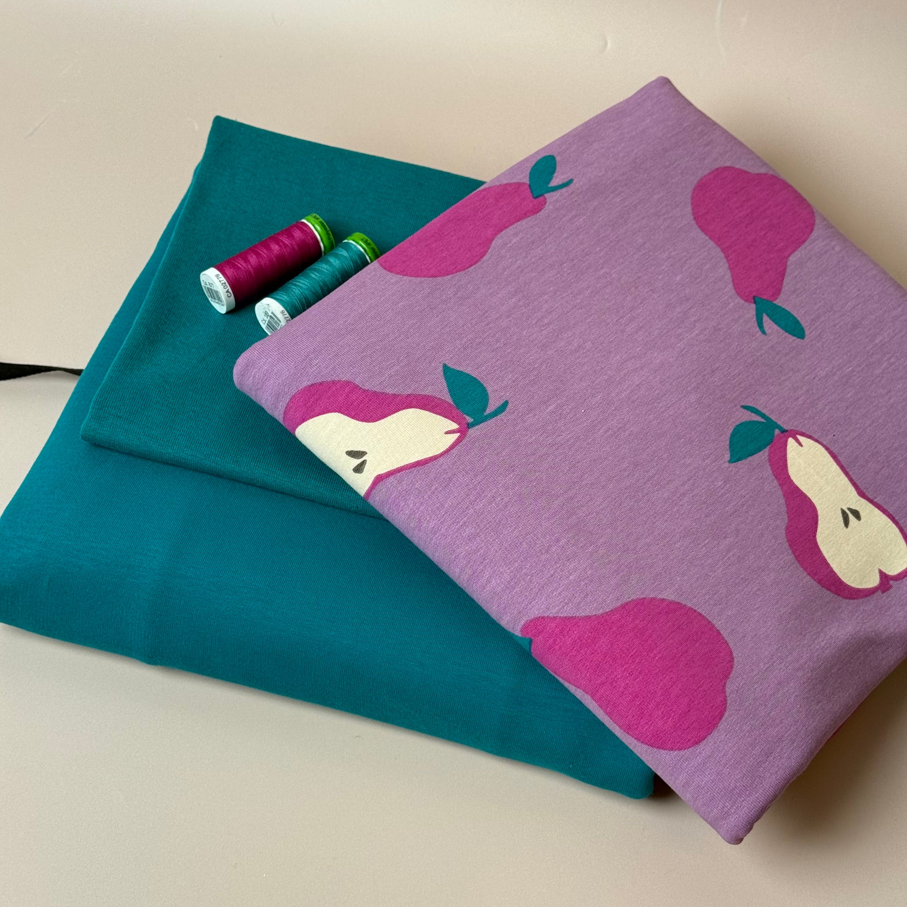 Make an Outfit Colour Bundle - Pink Pears & Plain Cotton Sweat-shirting with Ribbing