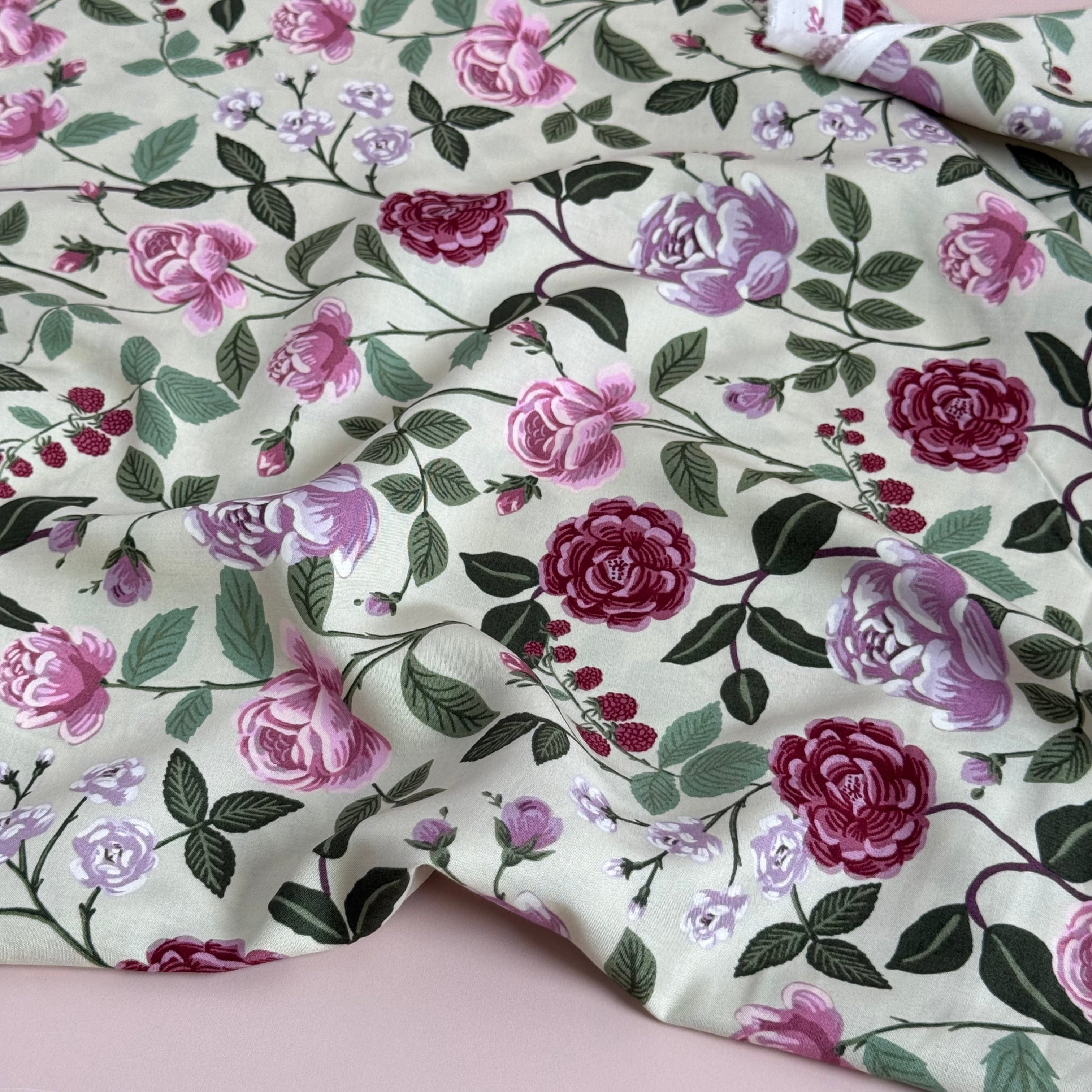 Rifle Paper Co - Roses in Plum Rayon from English Rose