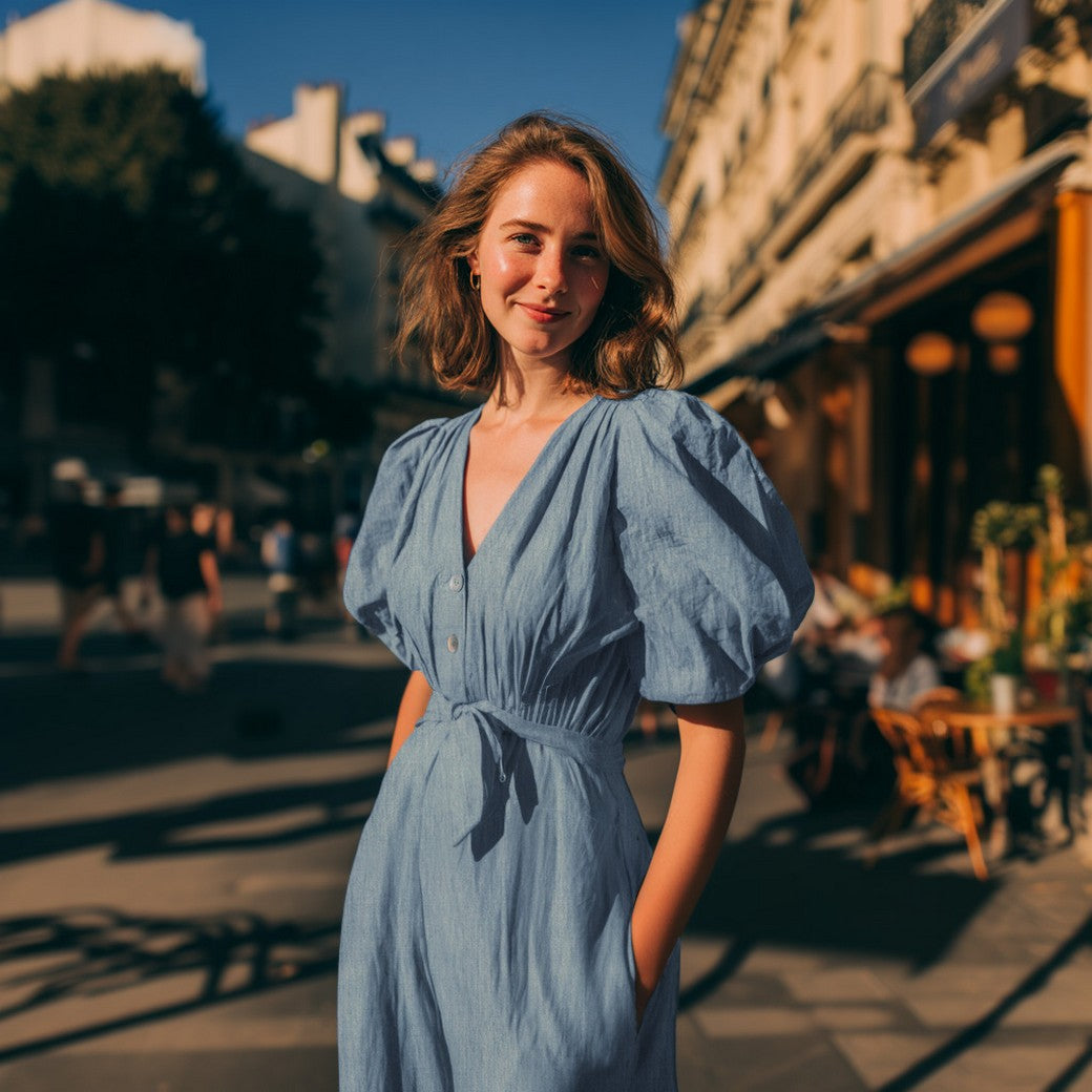 Light Blue Denim Slub Fabric