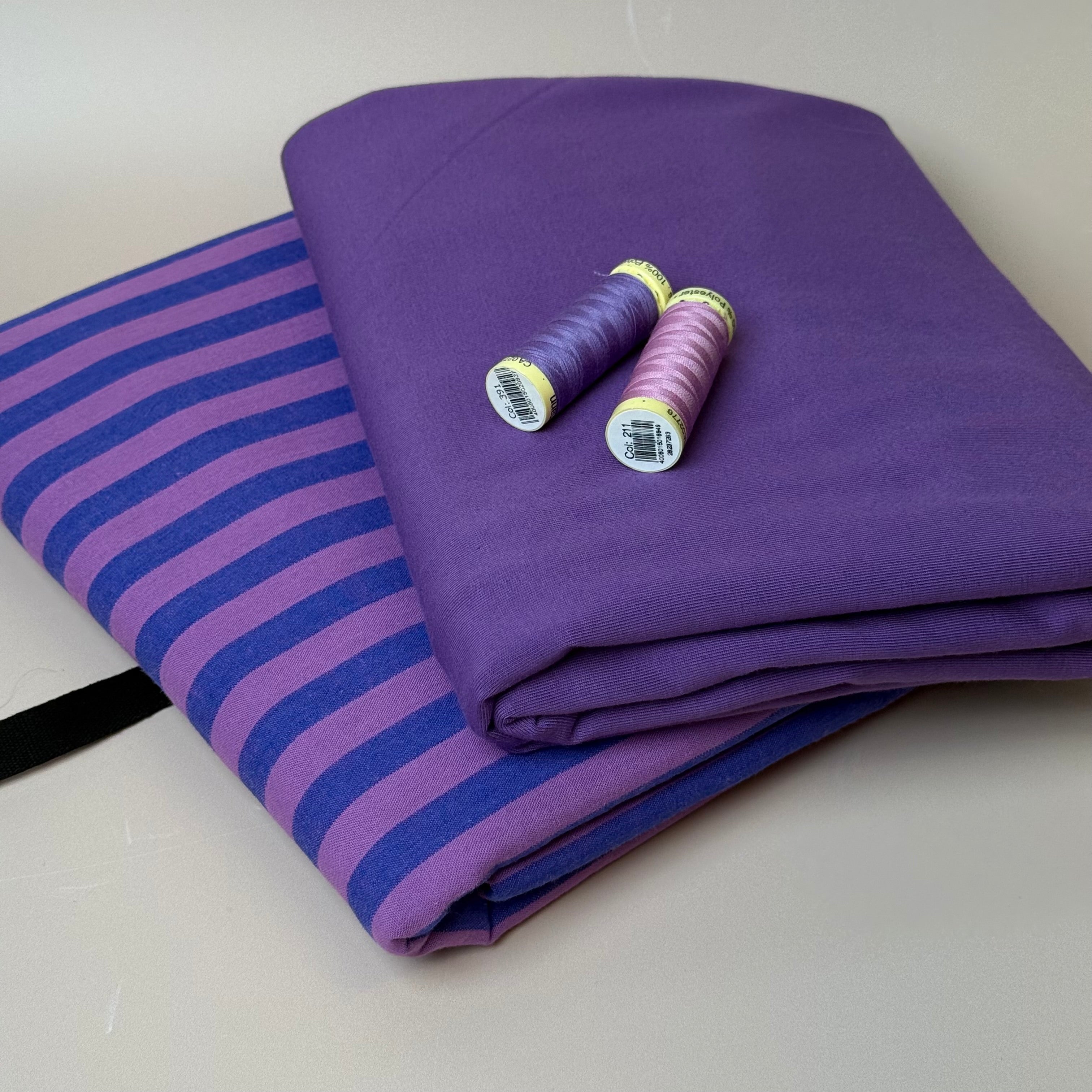 Limited Edition - Luxury Pyjama Kit with Purple Stripe Washed Cotton and Jersey