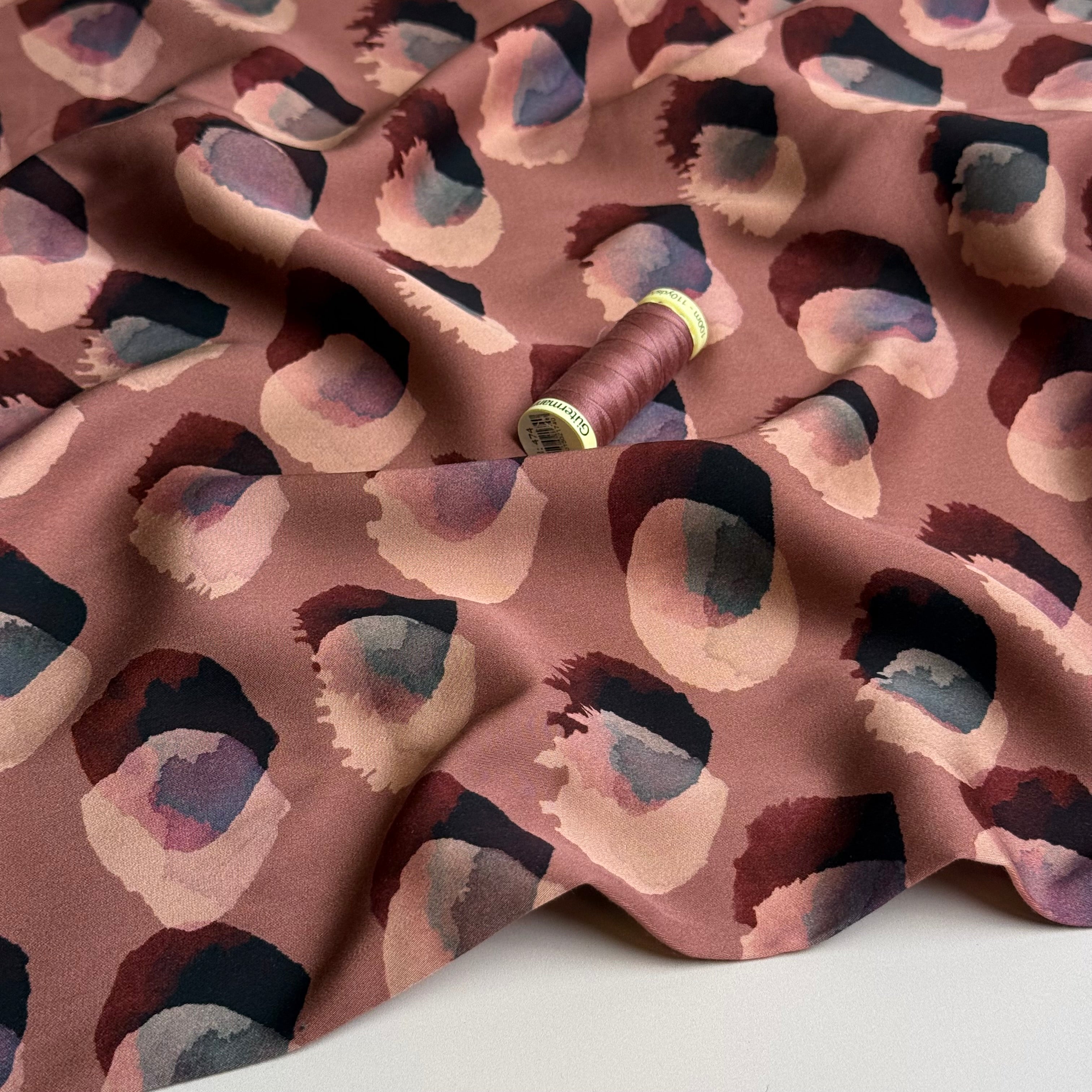 Water Marks Clay Pink Viscose Sateen Fabric