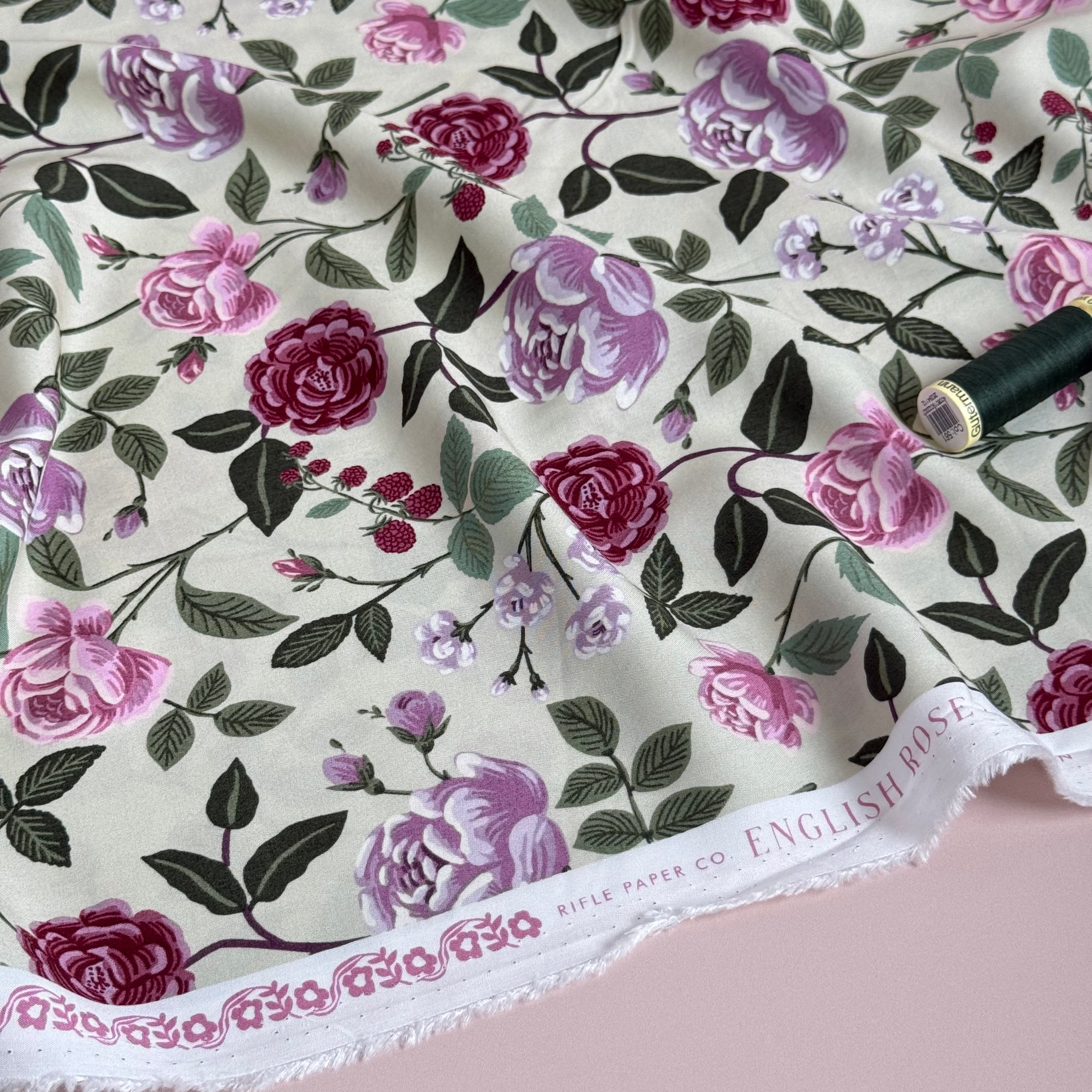 Rifle Paper Co - Roses in Plum Rayon from English Rose