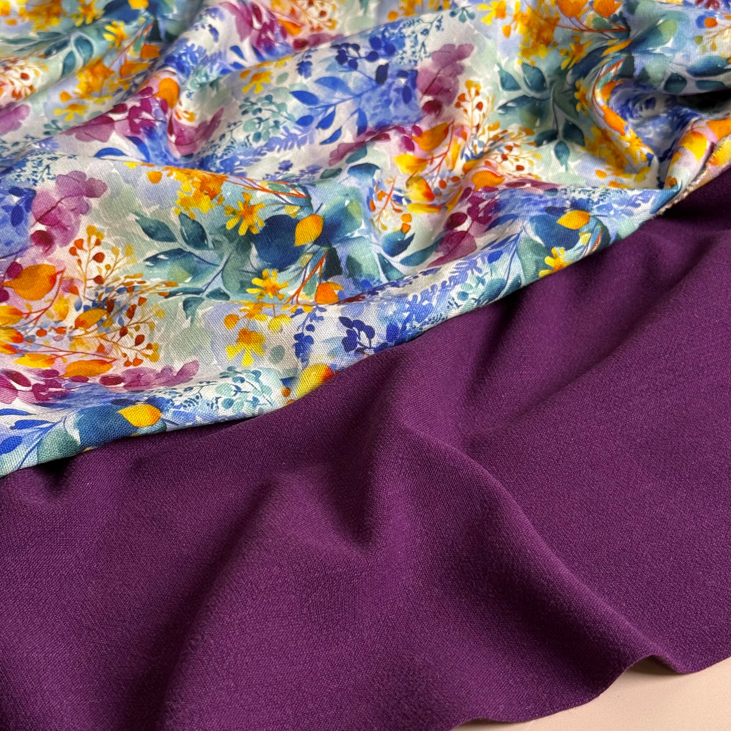 Flow Purple Viscose Linen Blend Dress Fabric