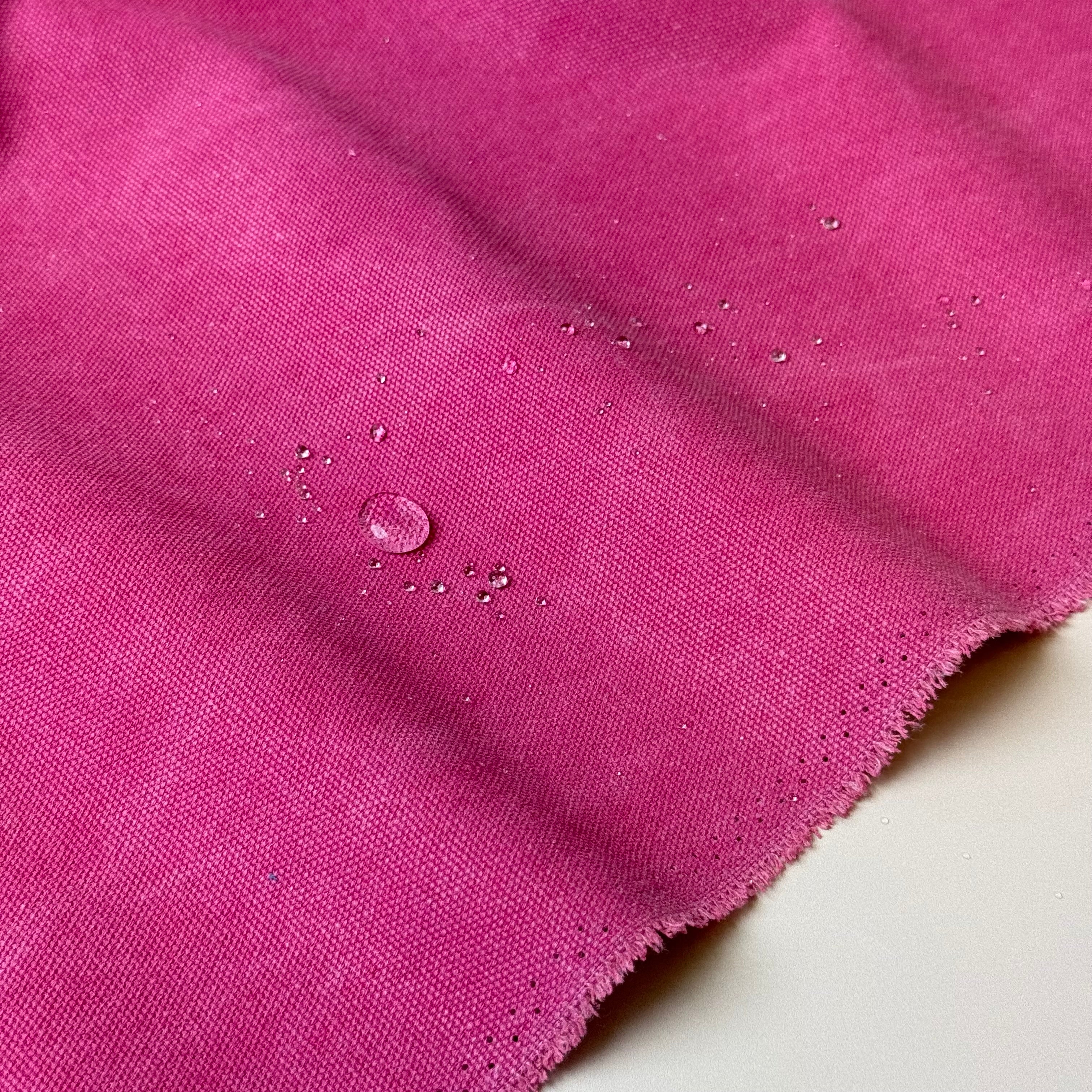 Water Repellent Waxed Cotton Canvas Fabric in Fuschia