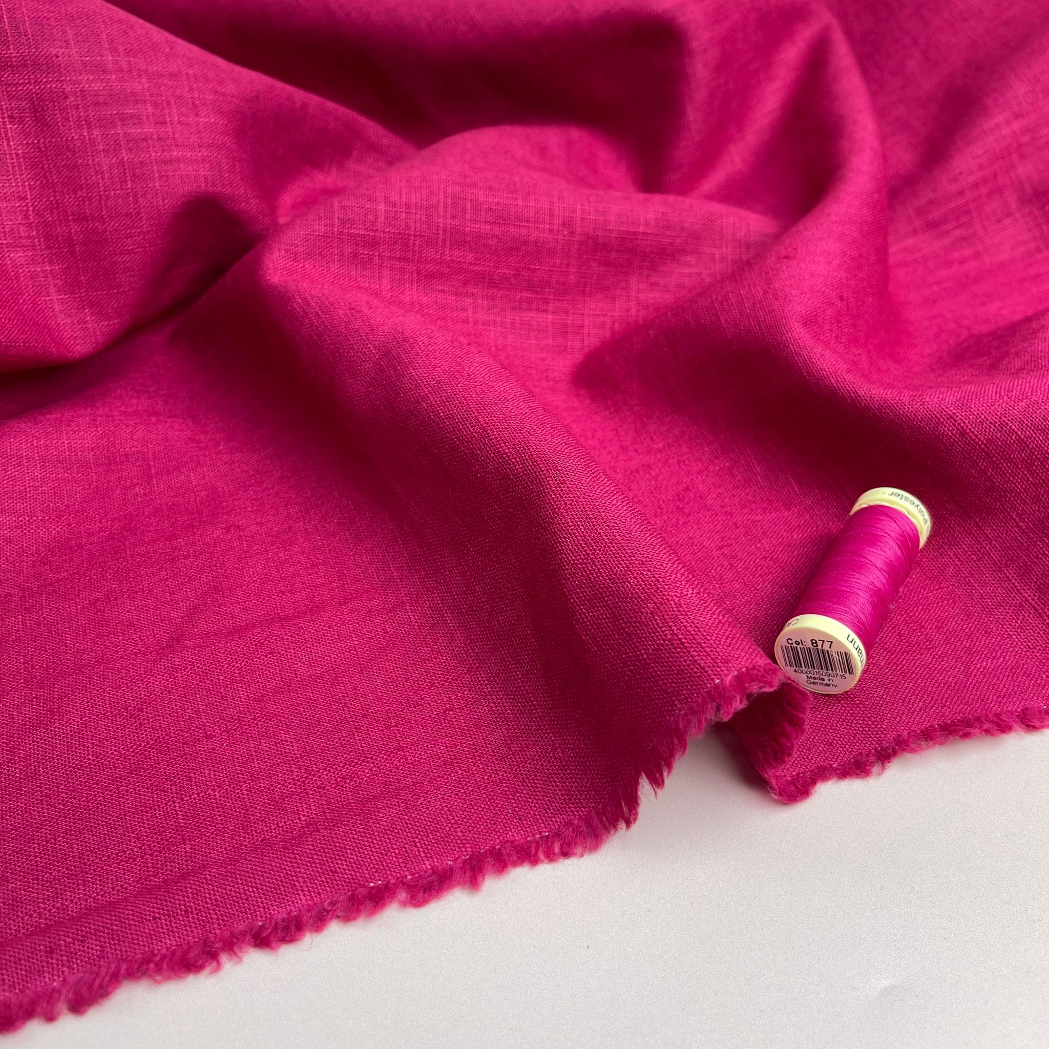 REMNANT 0.4 Metres (very slight pull in one place ) -  Breeze Fuchsia - Enzyme Washed Pure Linen Fabric