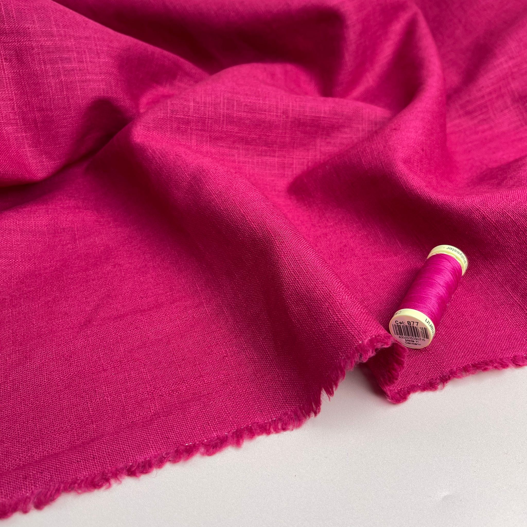 Breeze Fuchsia - Enzyme Washed Linen Cotton Fabric