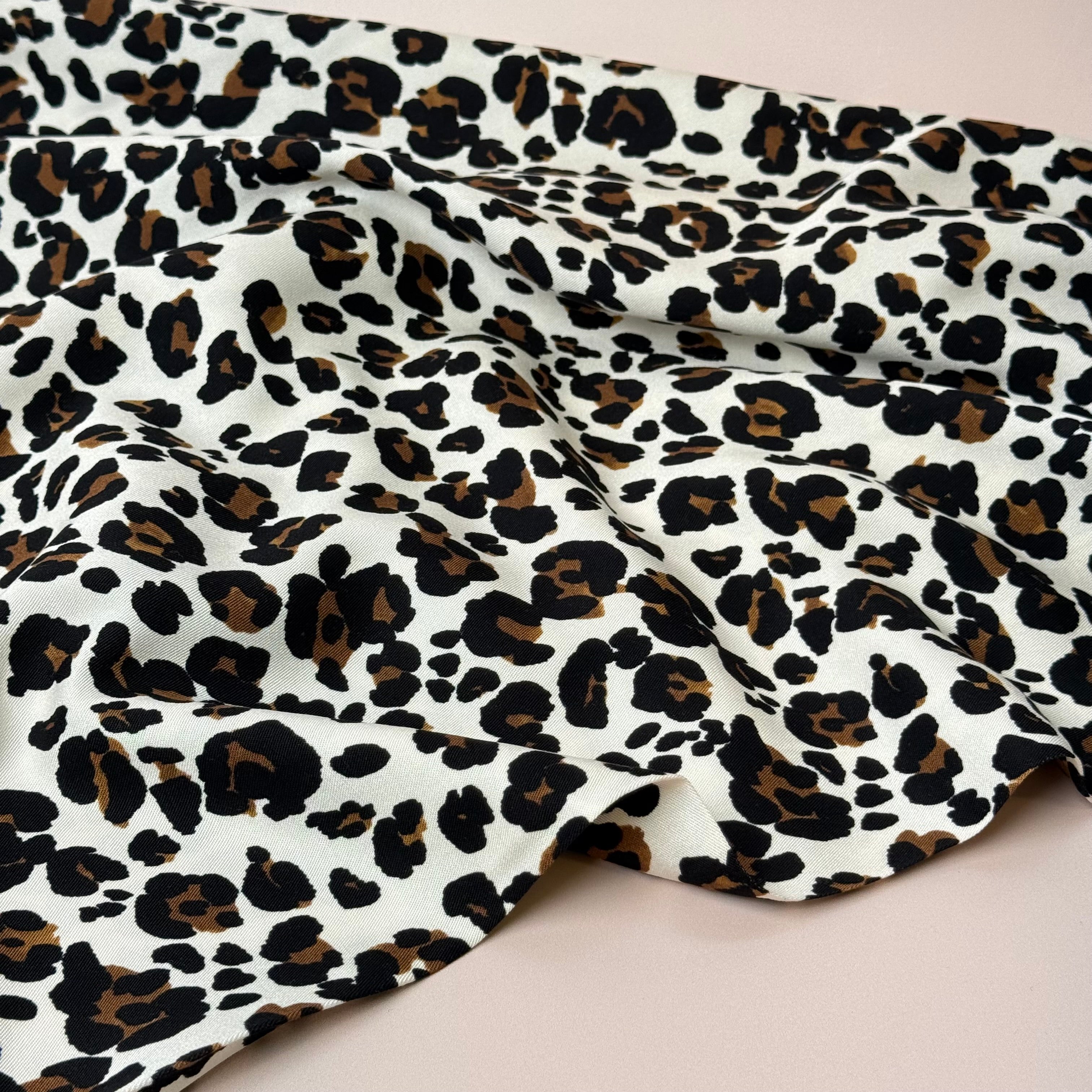 Leopard Off-White Viscose Twill