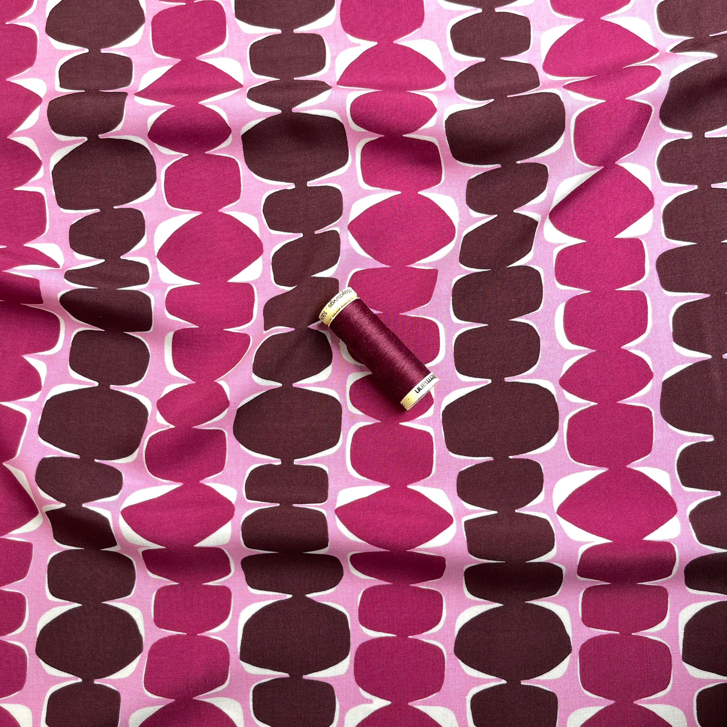 Stacked Pebbles Plum LENZING™ ECOVERO™ Viscose Fabric