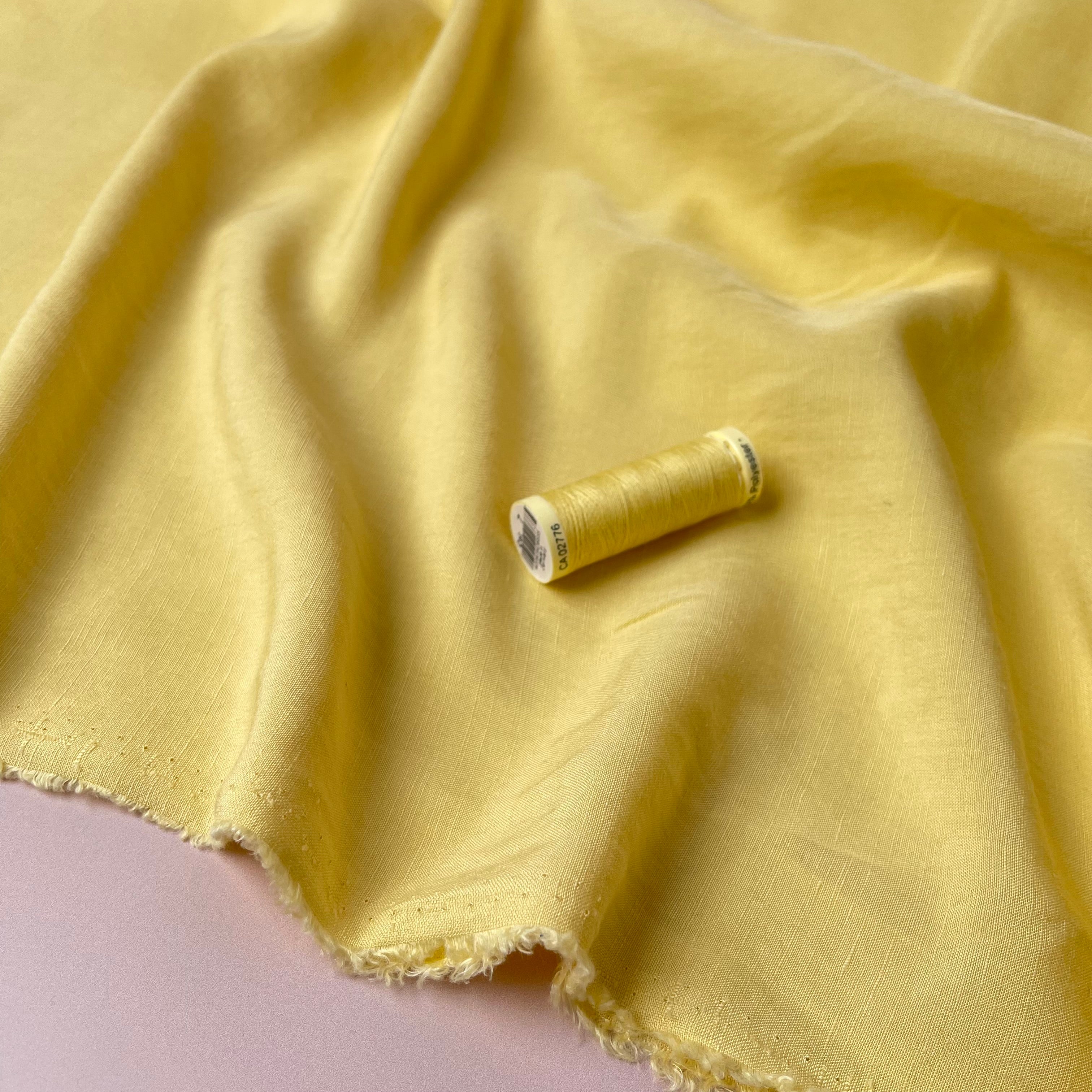 Sewing Kit - CARRY Shirt in Butter Yellow Lush Linen Crepe