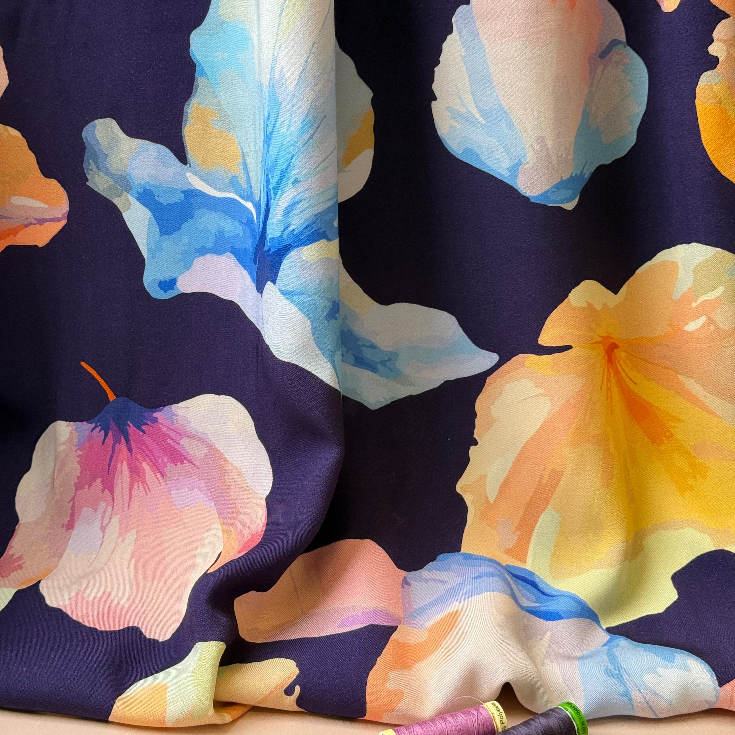 Light & Lush - Floating Flowers Viscose Twill Fabric