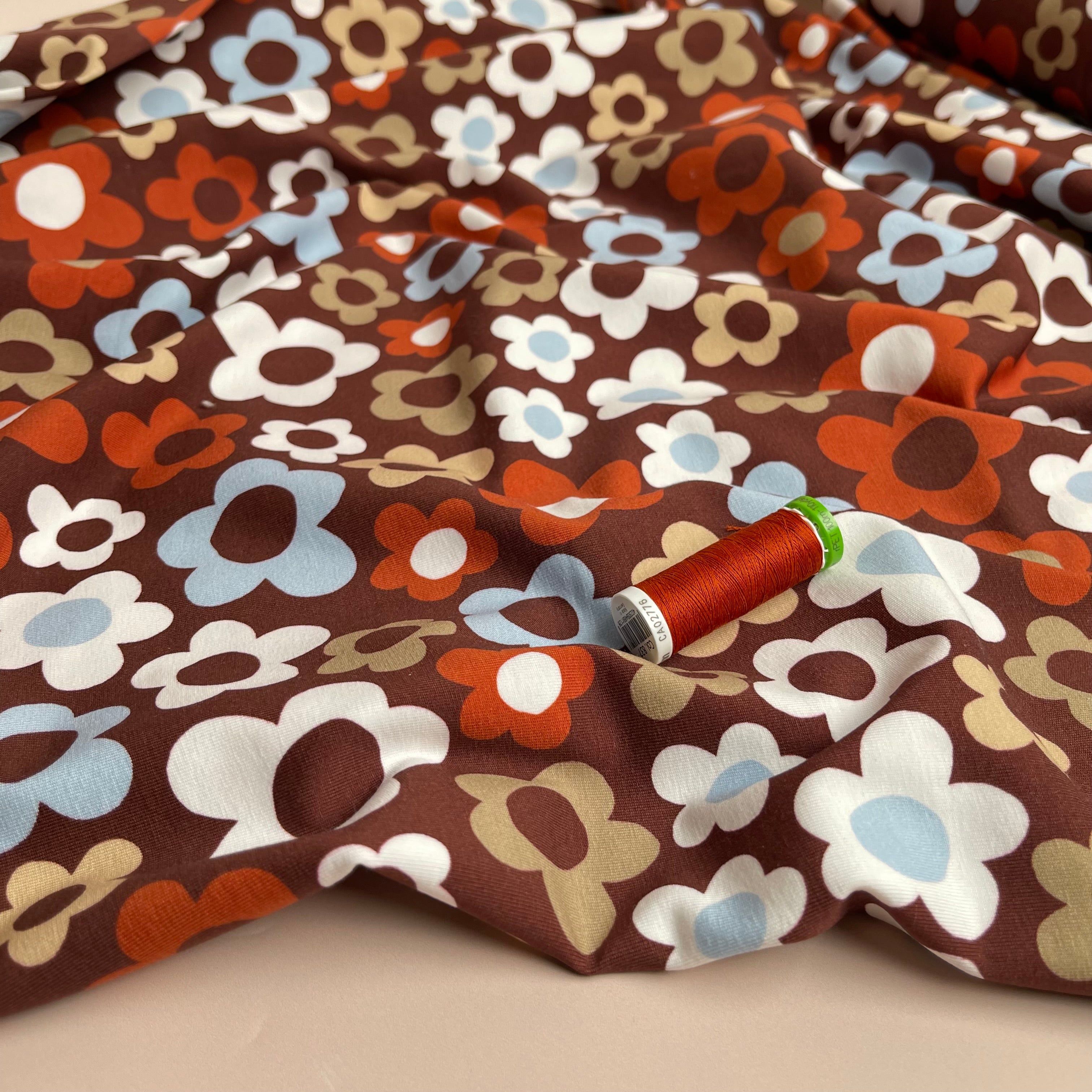 REMNANT 2.35 Metres - Danish Design - Retro Flowers Cotton Jersey