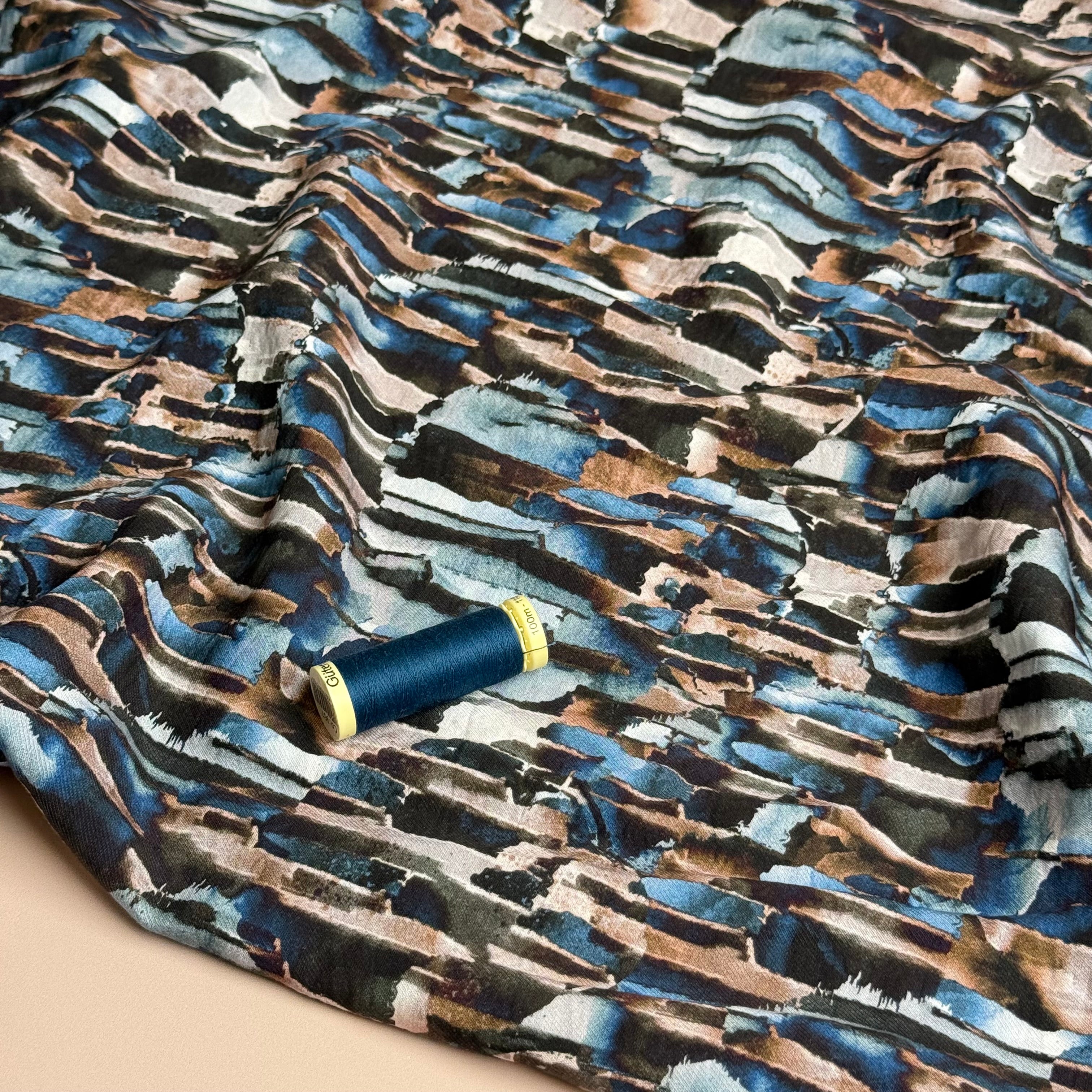 Painterly Rocks Fine Viscose Twill