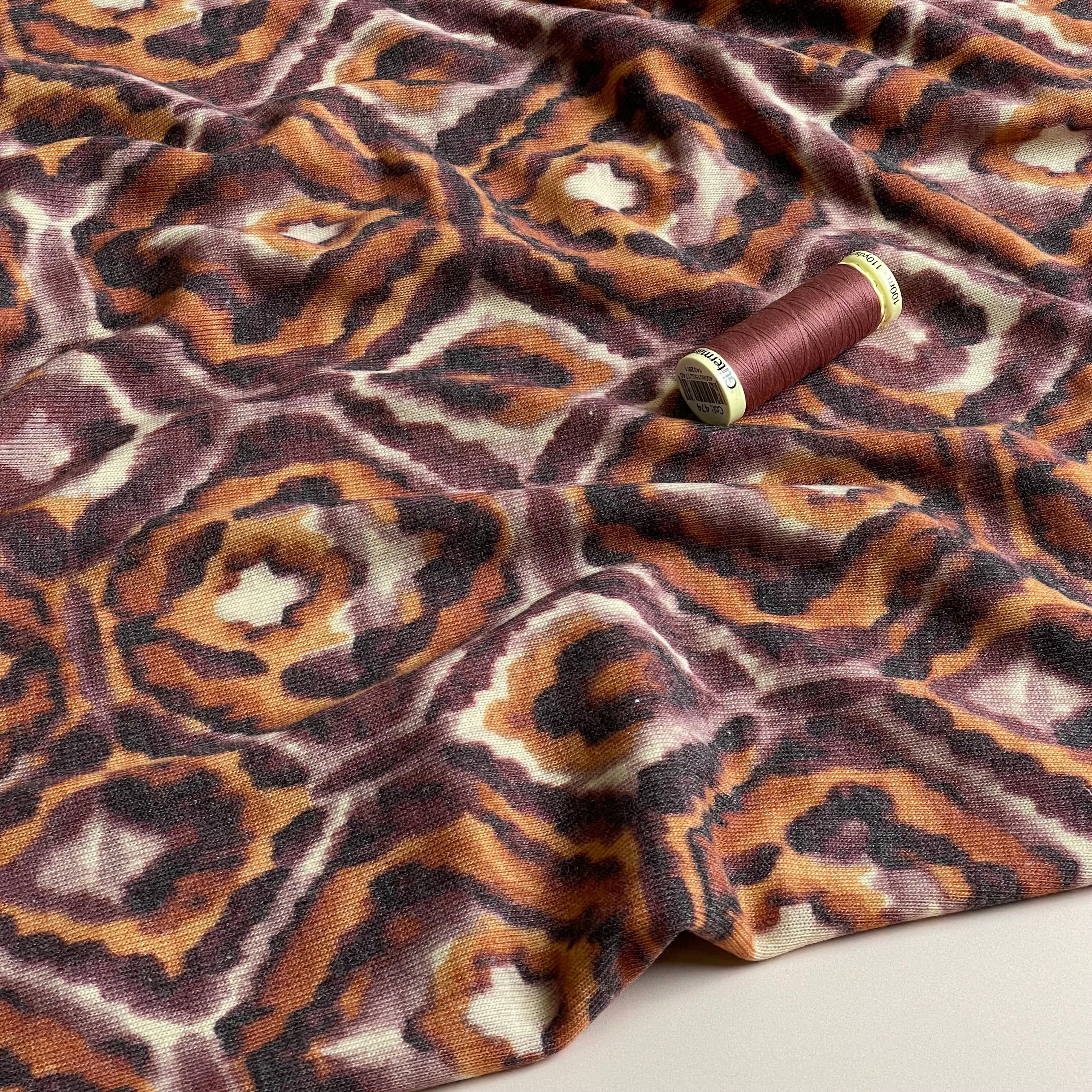 Ethnic Geo Rosewood Light Viscose Blend Knit