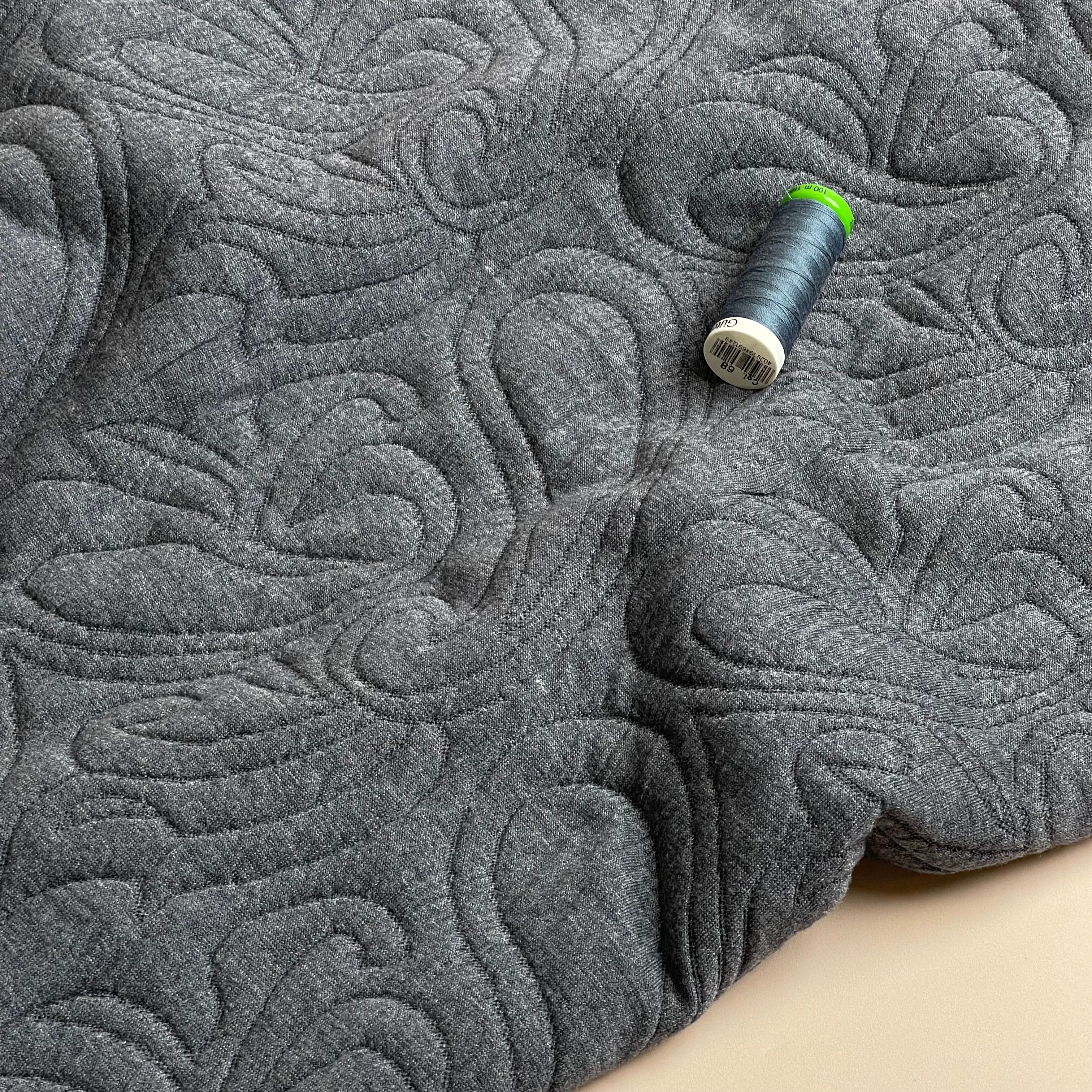Paisley Jacquard Quilted Knit in Navy